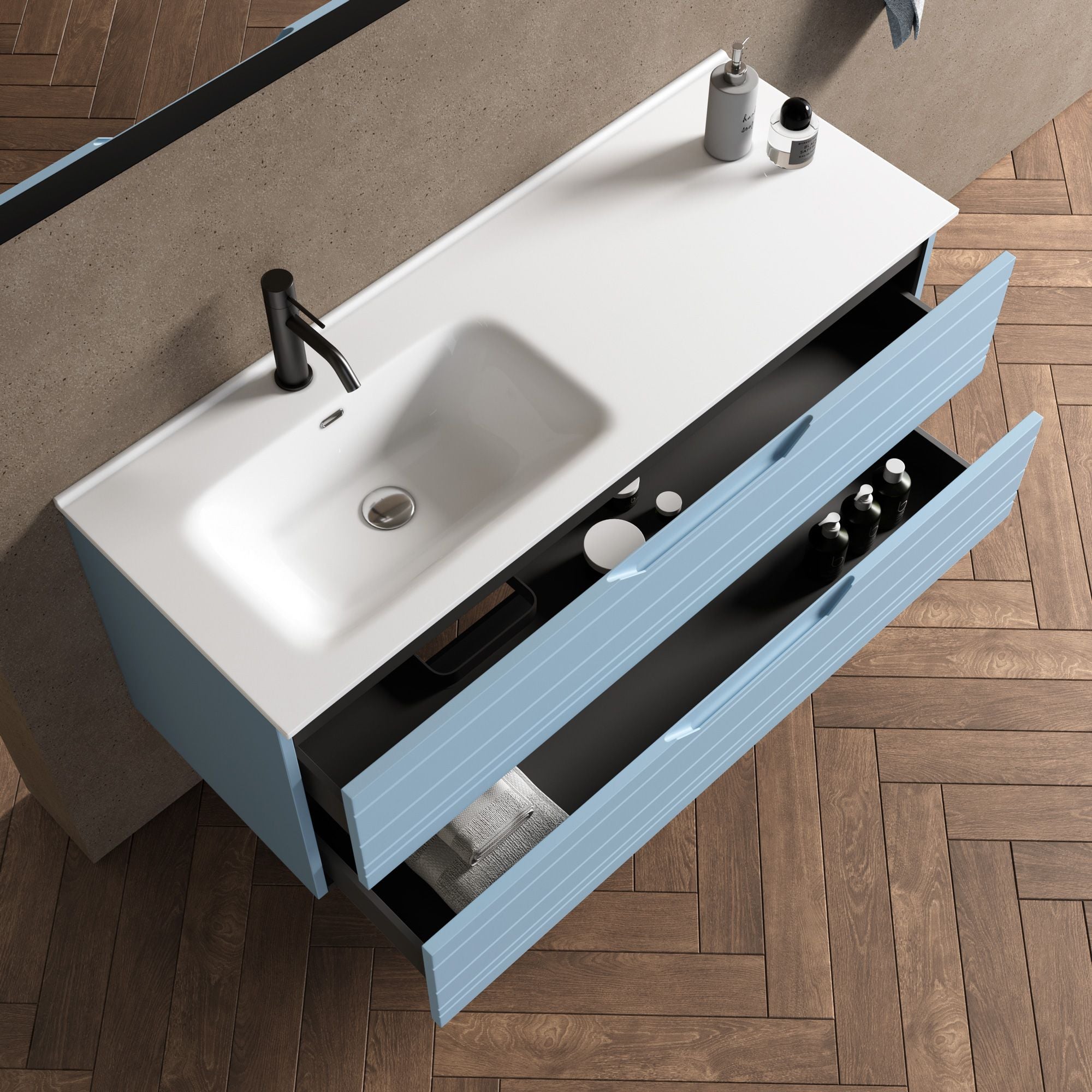 Composizione vasca SX 4 pezzi CORDELIA | Azzurro tiffany