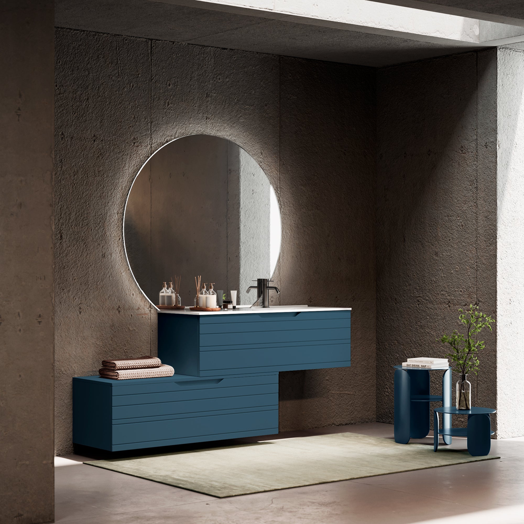 Composizione vasca DX 4 pezzi CORDELIA-54 | Blu
