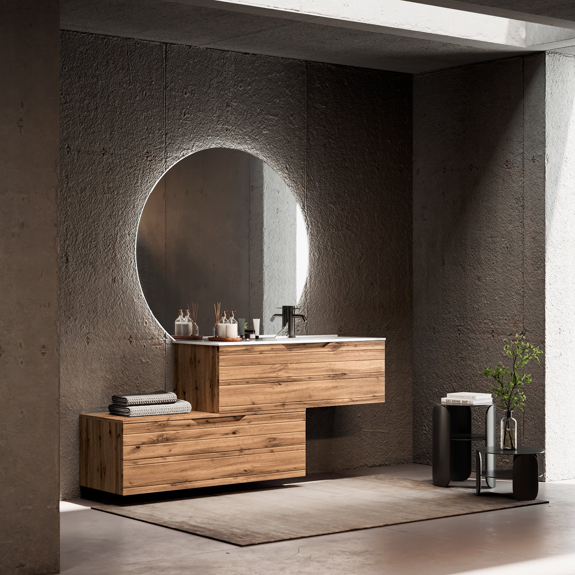 Composizione vasca DX 4 pezzi CORDELIA-54 | Quercia