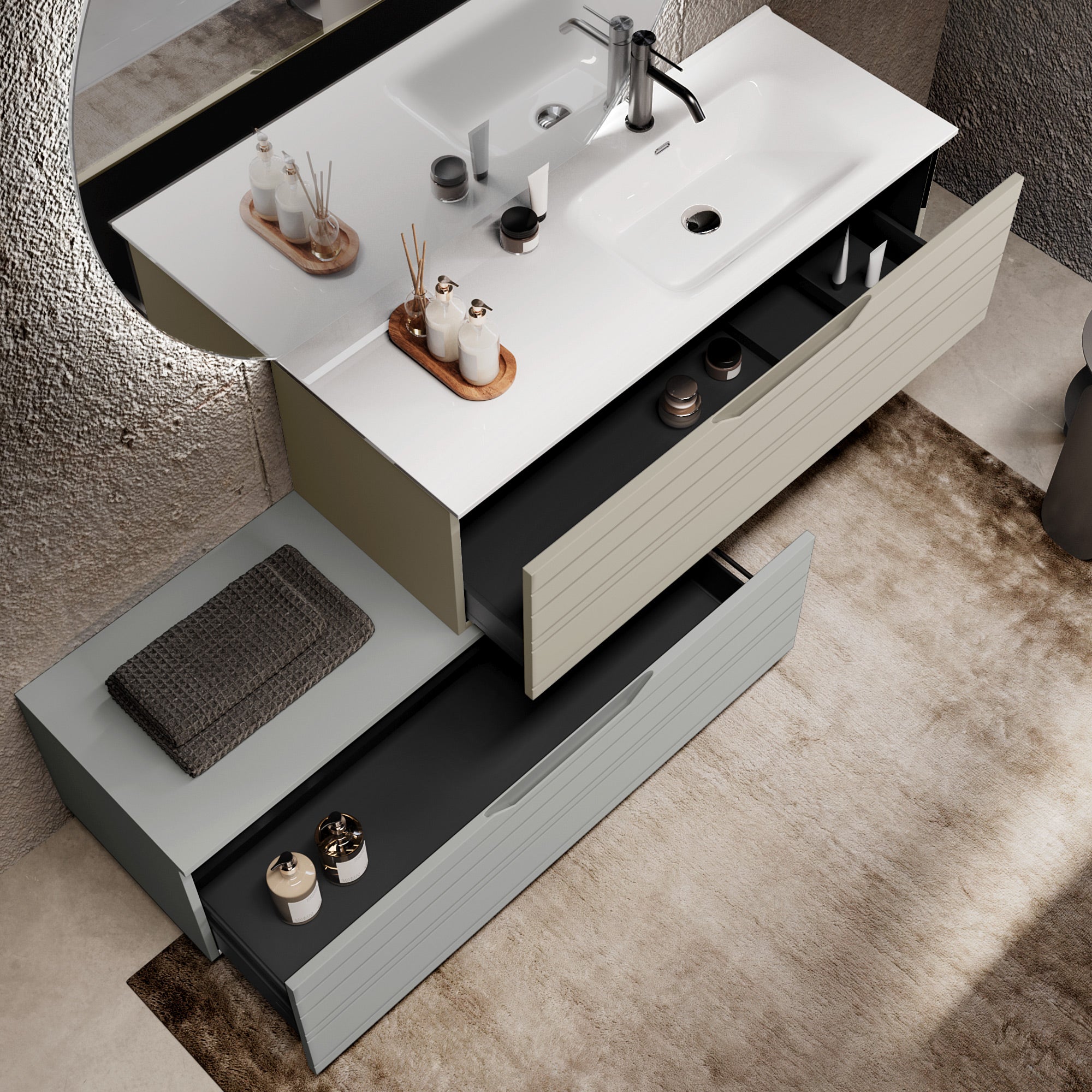 Composizione vasca DX 4 pezzi CORDELIA-54 | Tortora/Grigio