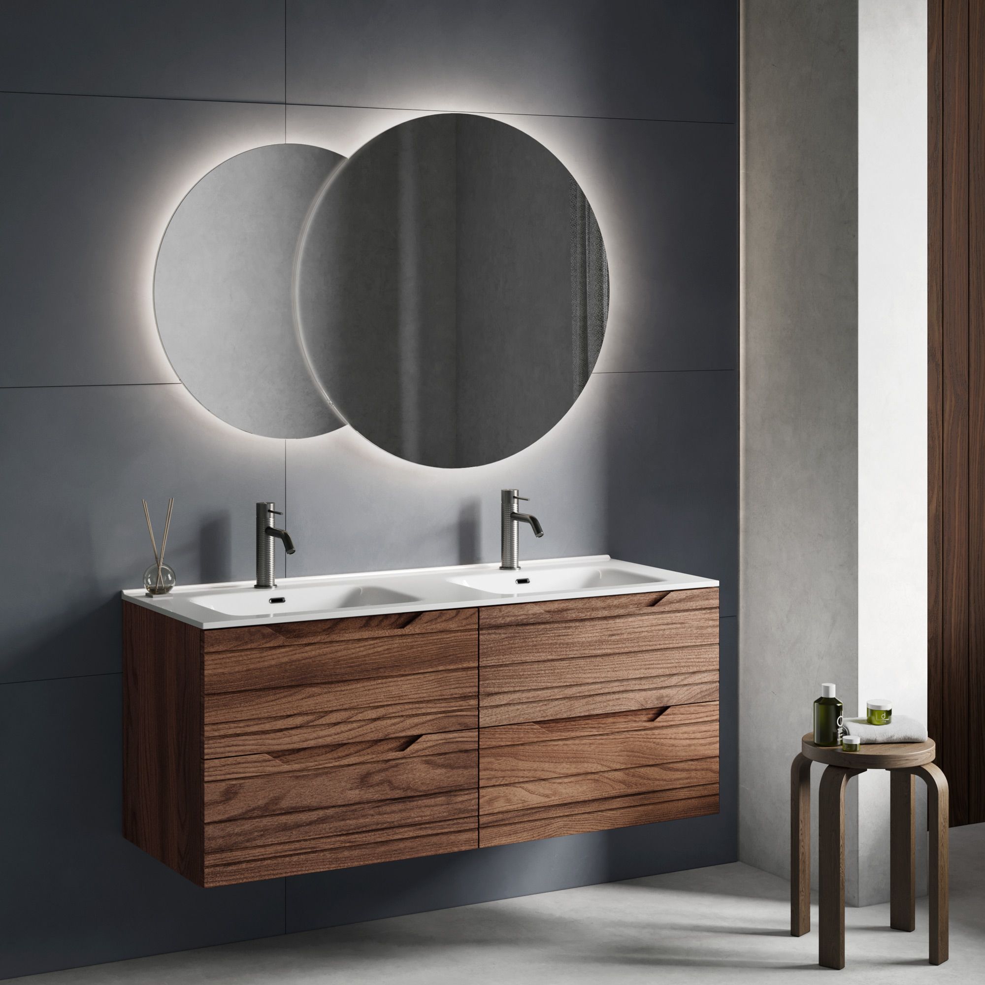Composizione doppia vasca  CORDELIA | Rovere rio