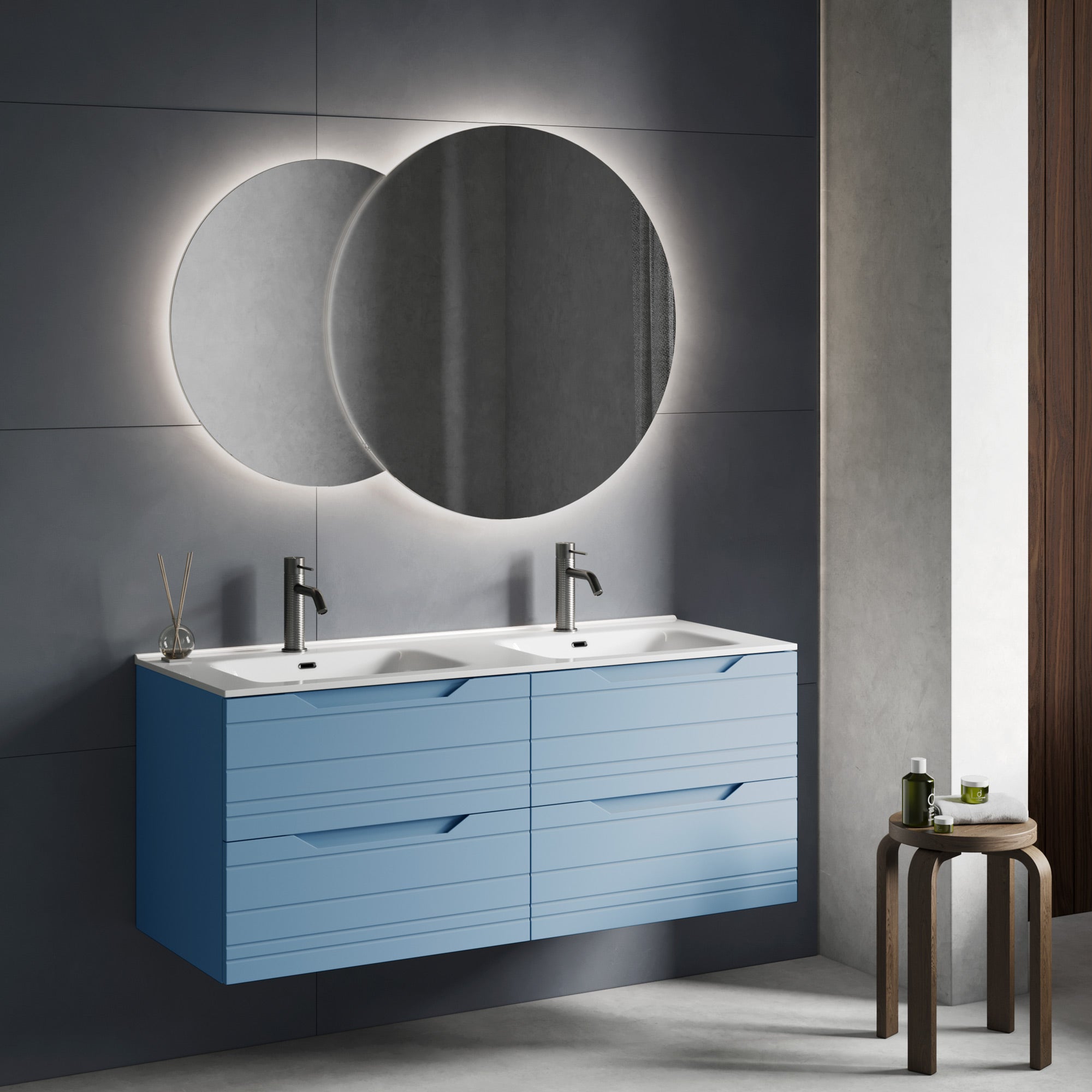 Composizione doppia vasca 4 pezzi CORDELIA-61 | Azzurro tiffany