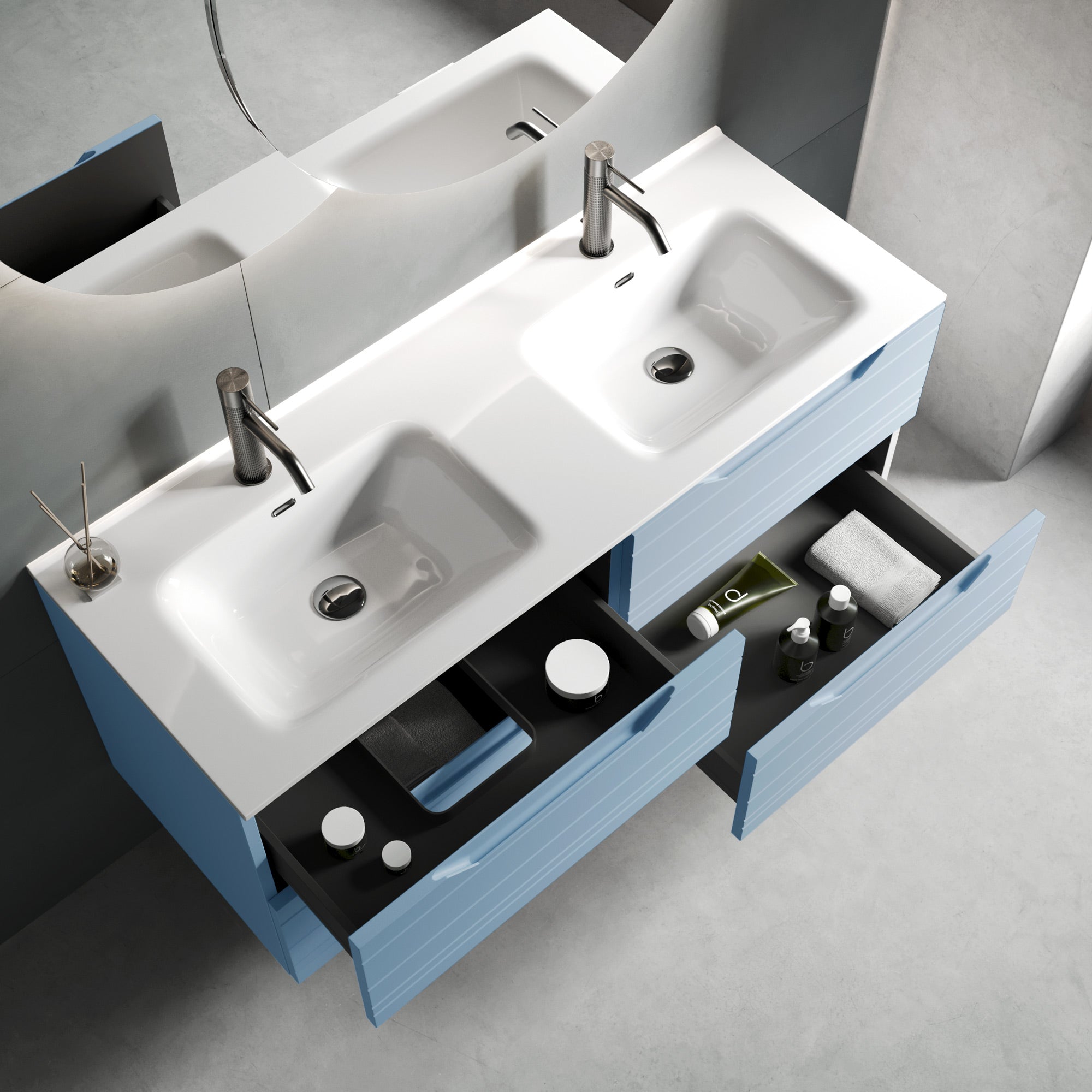 Composizione doppia vasca 4 pezzi CORDELIA-61 | Azzurro tiffany