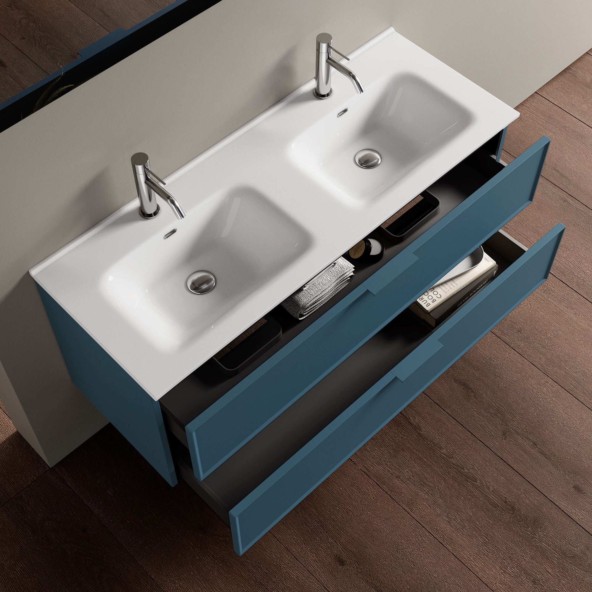 Composizione doppia vasca 5 pezzi ATLAS | Blu