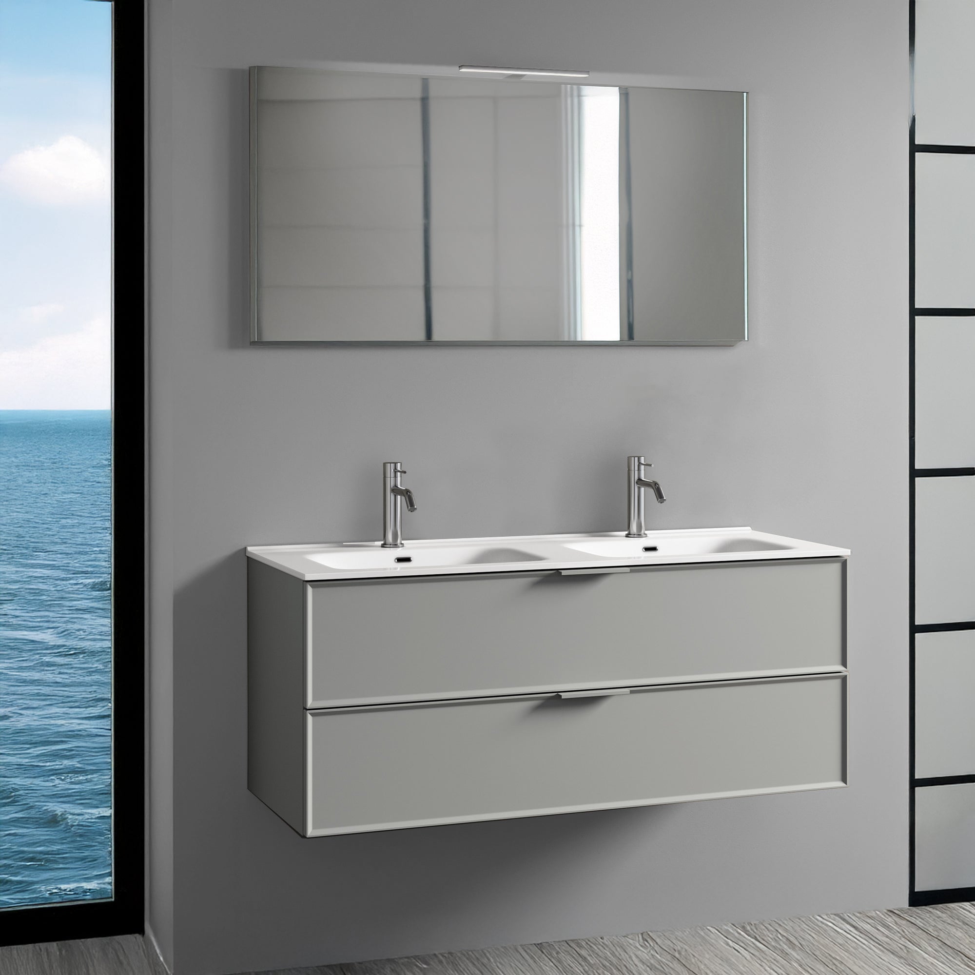 Composizione doppia vasca 5 pezzi ATLAS-40 | Grigio
