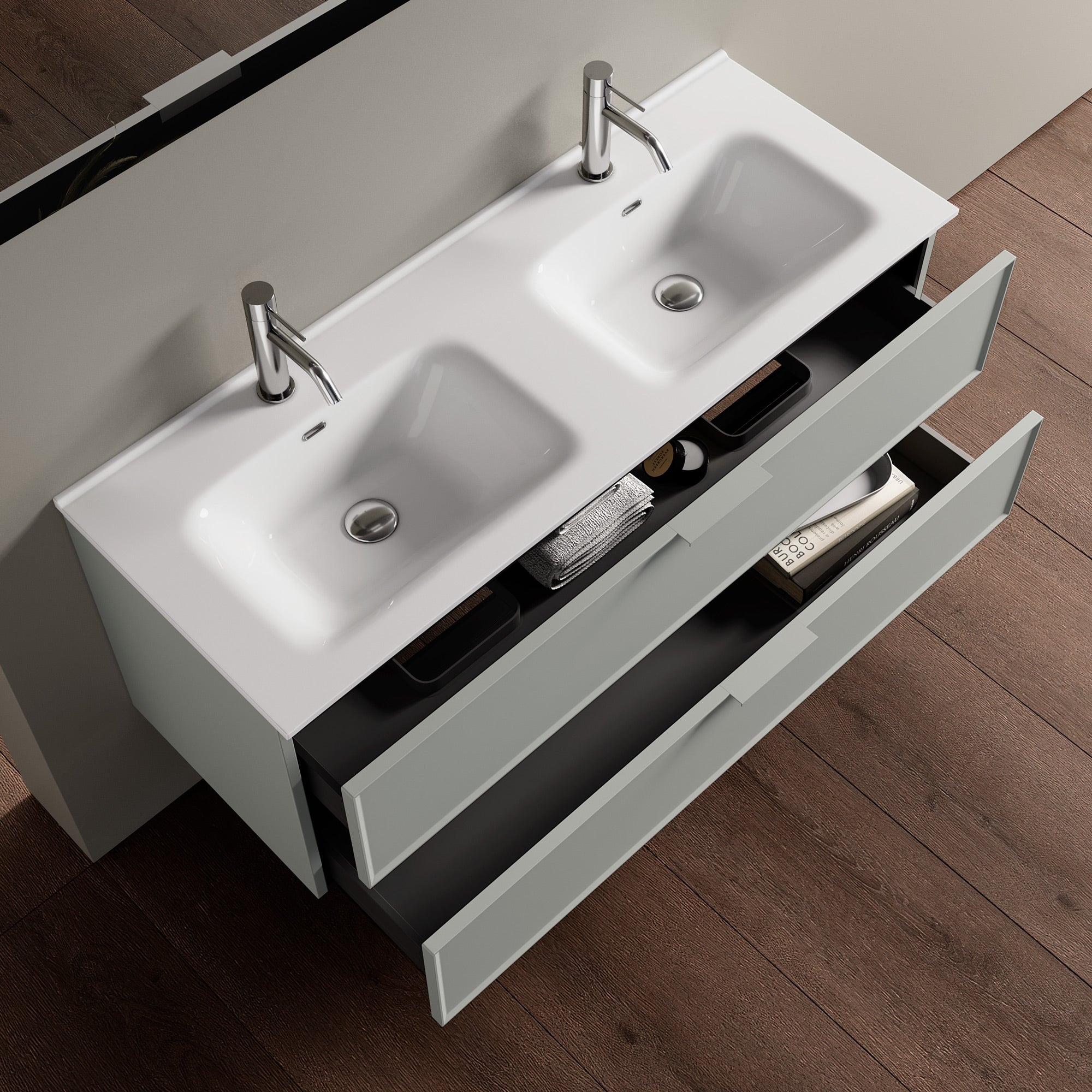 Composizione doppia vasca 5 pezzi ATLAS-40 | Grigio