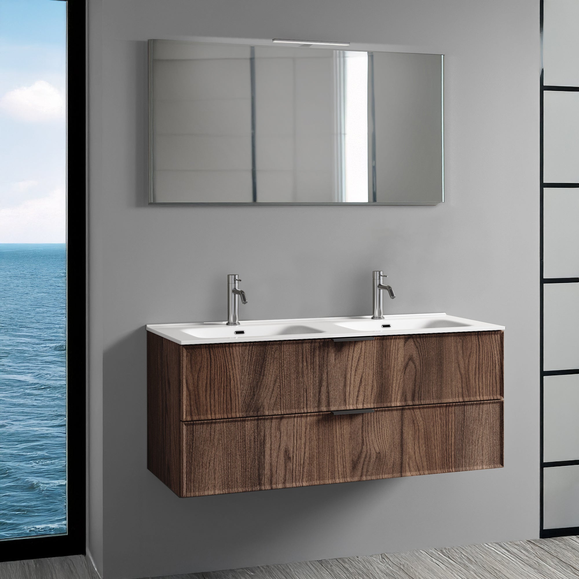 Composizione doppia vasca 5 pezzi ATLAS-40 | Rovere rio