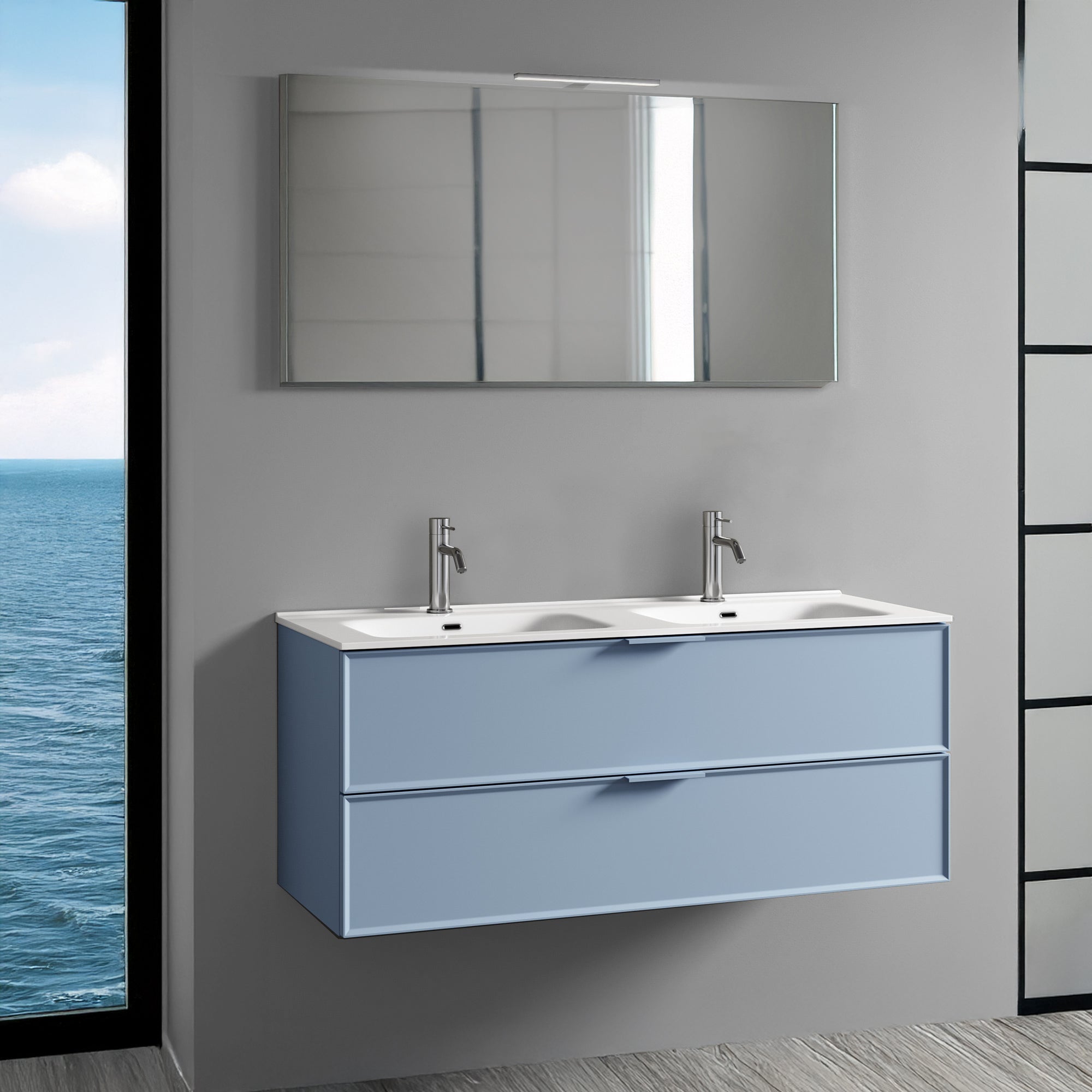 Composizione doppia vasca 5 pezzi ATLAS-40 | Azzurro tiffany