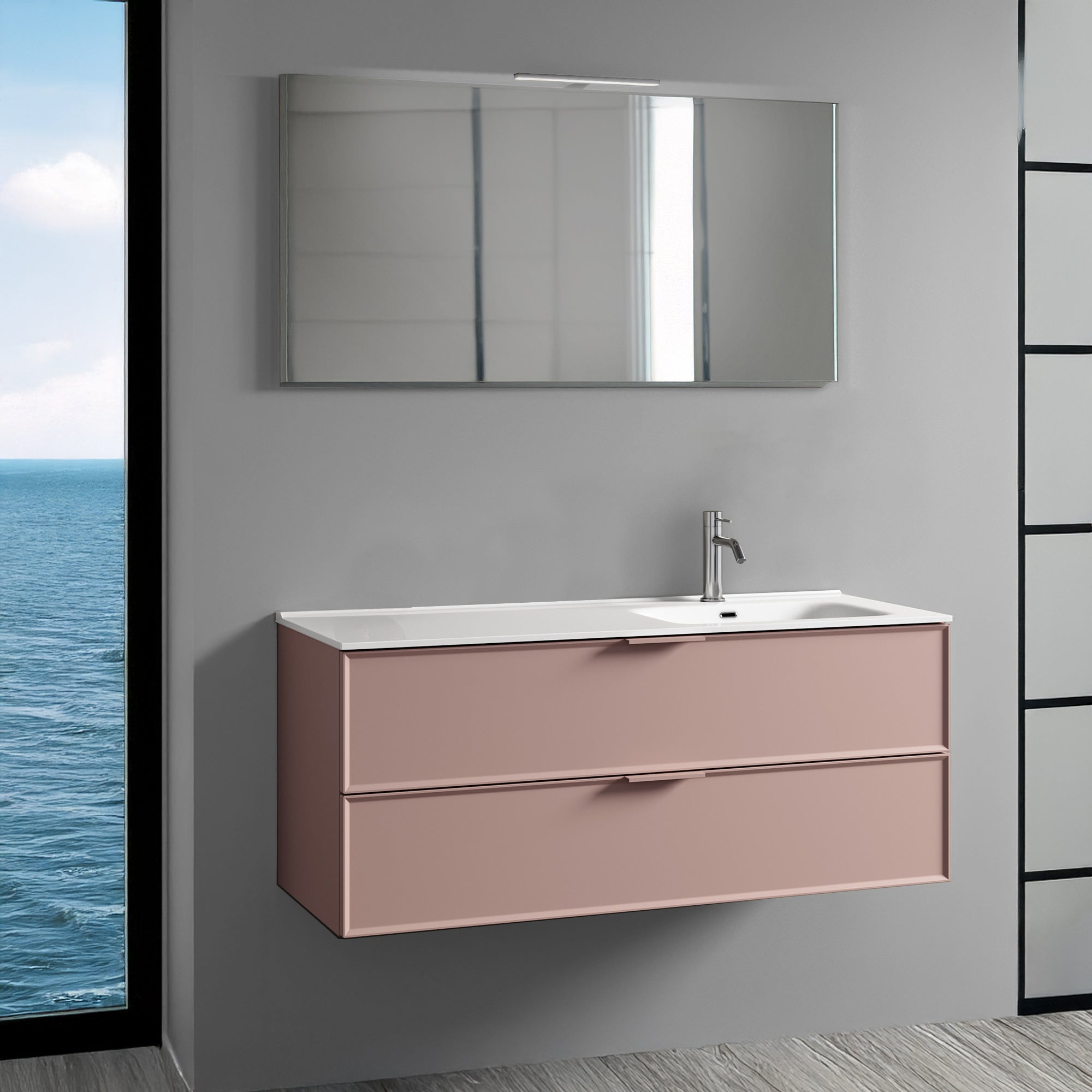 Composizione vasca DX 4 pezzi ATLAS-41 | Rosa cipria