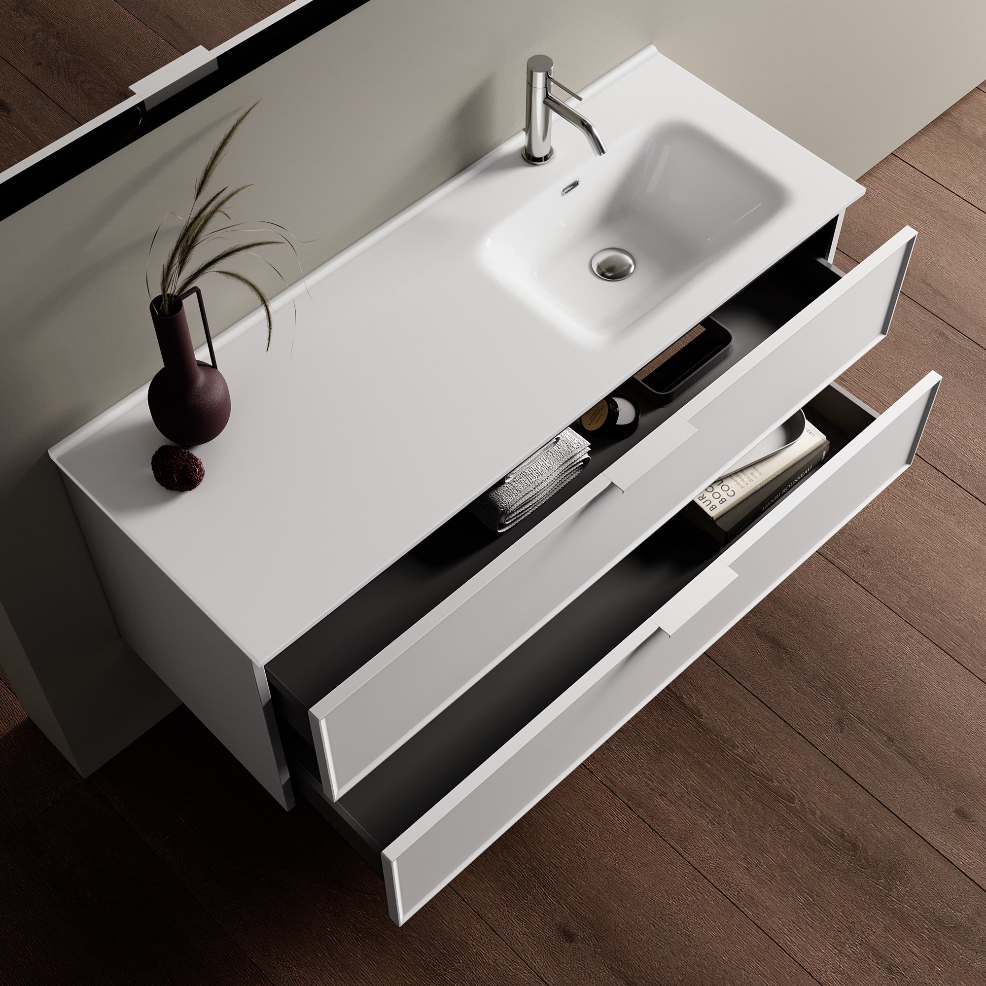 Composizione vasca DX 4 pezzi ATLAS-41 | Bianco opaco