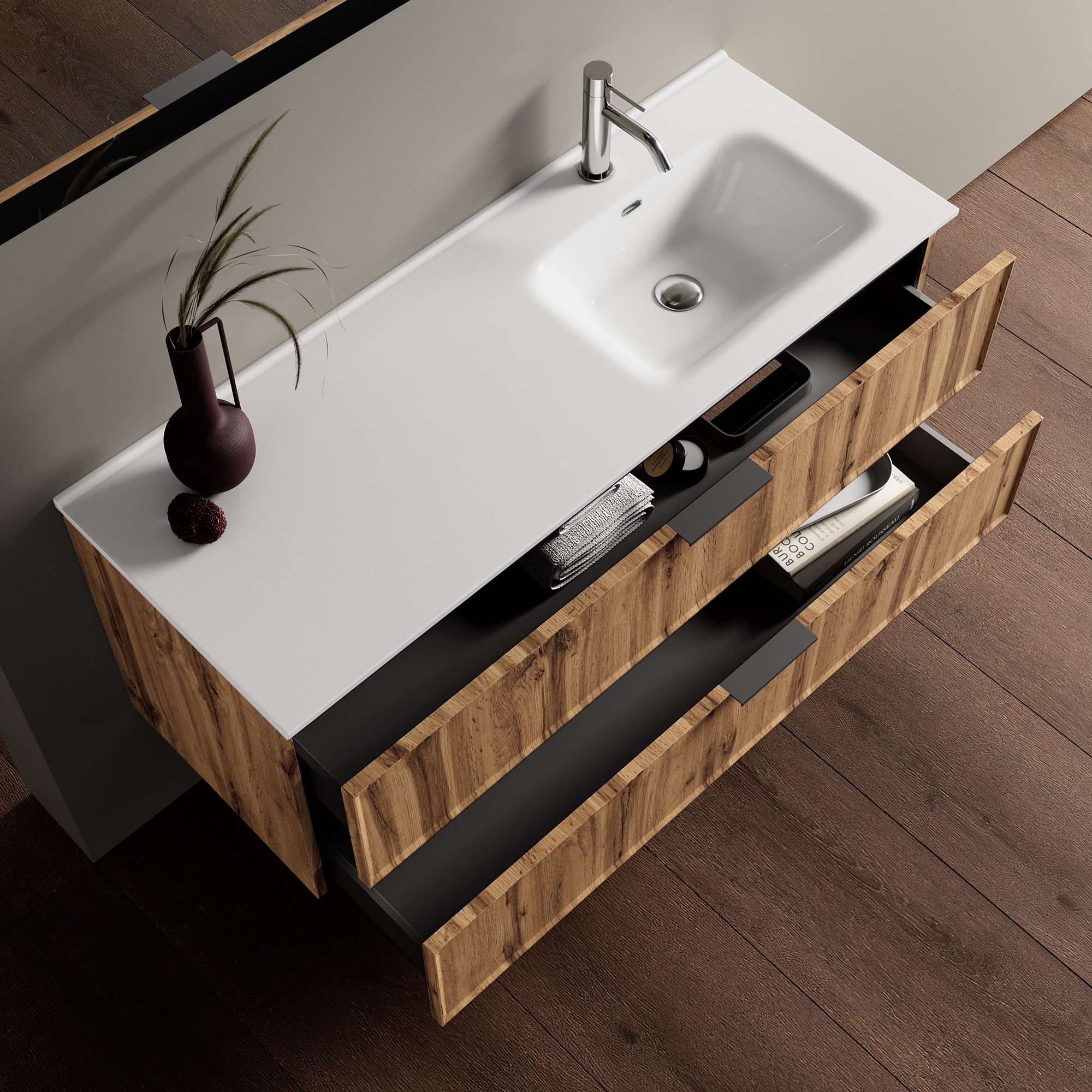 Composizione vasca DX 4 pezzi ATLAS-41 | Quercia