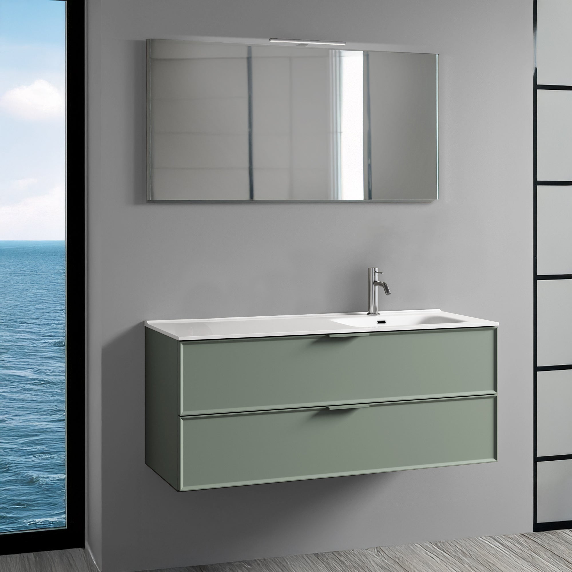 Composizione vasca DX 4 pezzi ATLAS-41 | Verde salvia