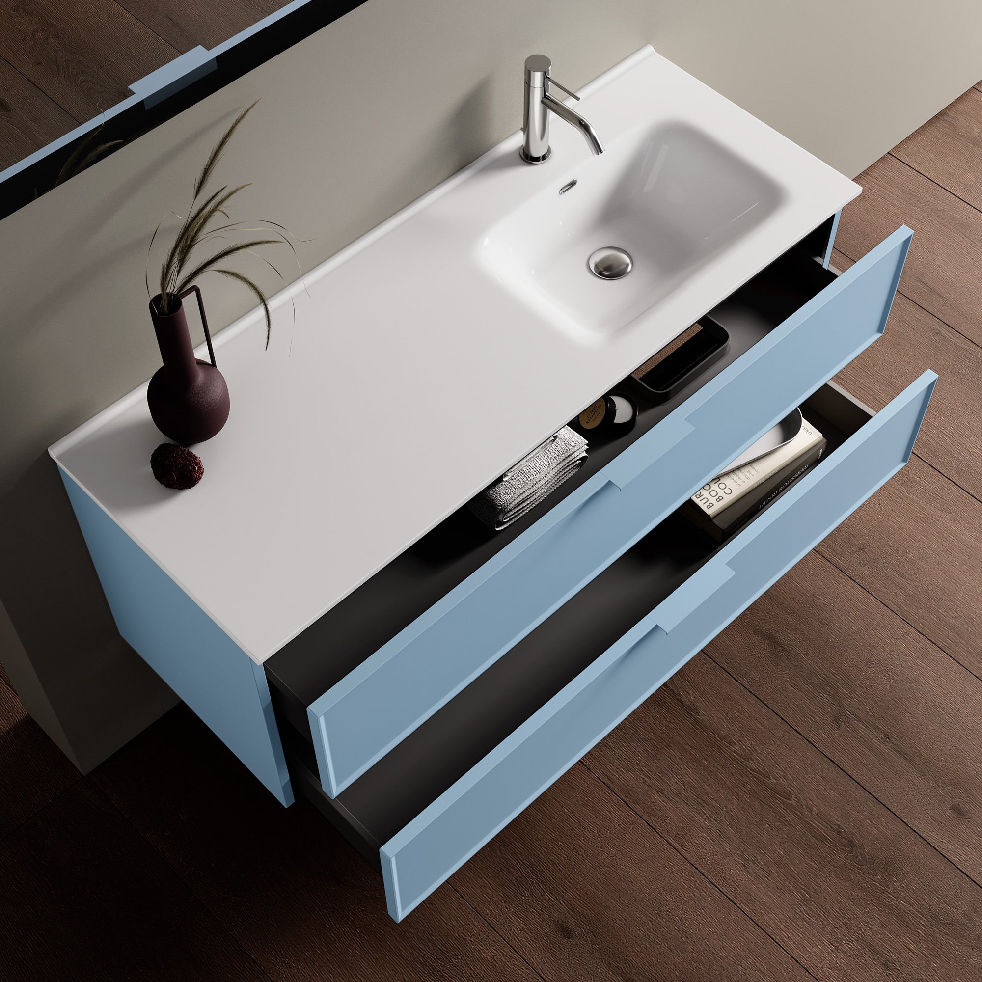Composizione vasca DX 4 pezzi ATLAS-41 | Azzurro tiffany