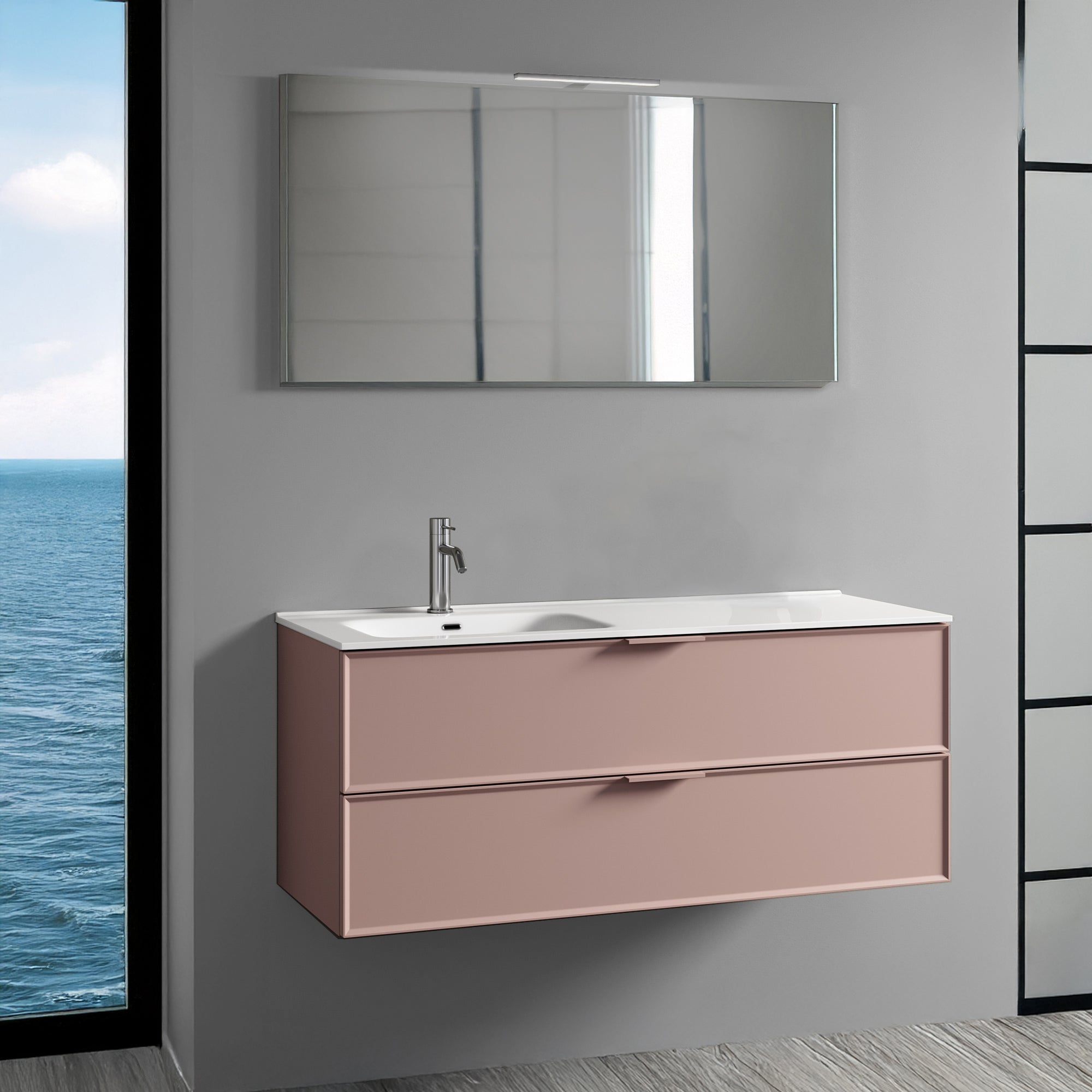 Composizione vasca SX 4 pezzi ATLAS-42 | Rosa cipria