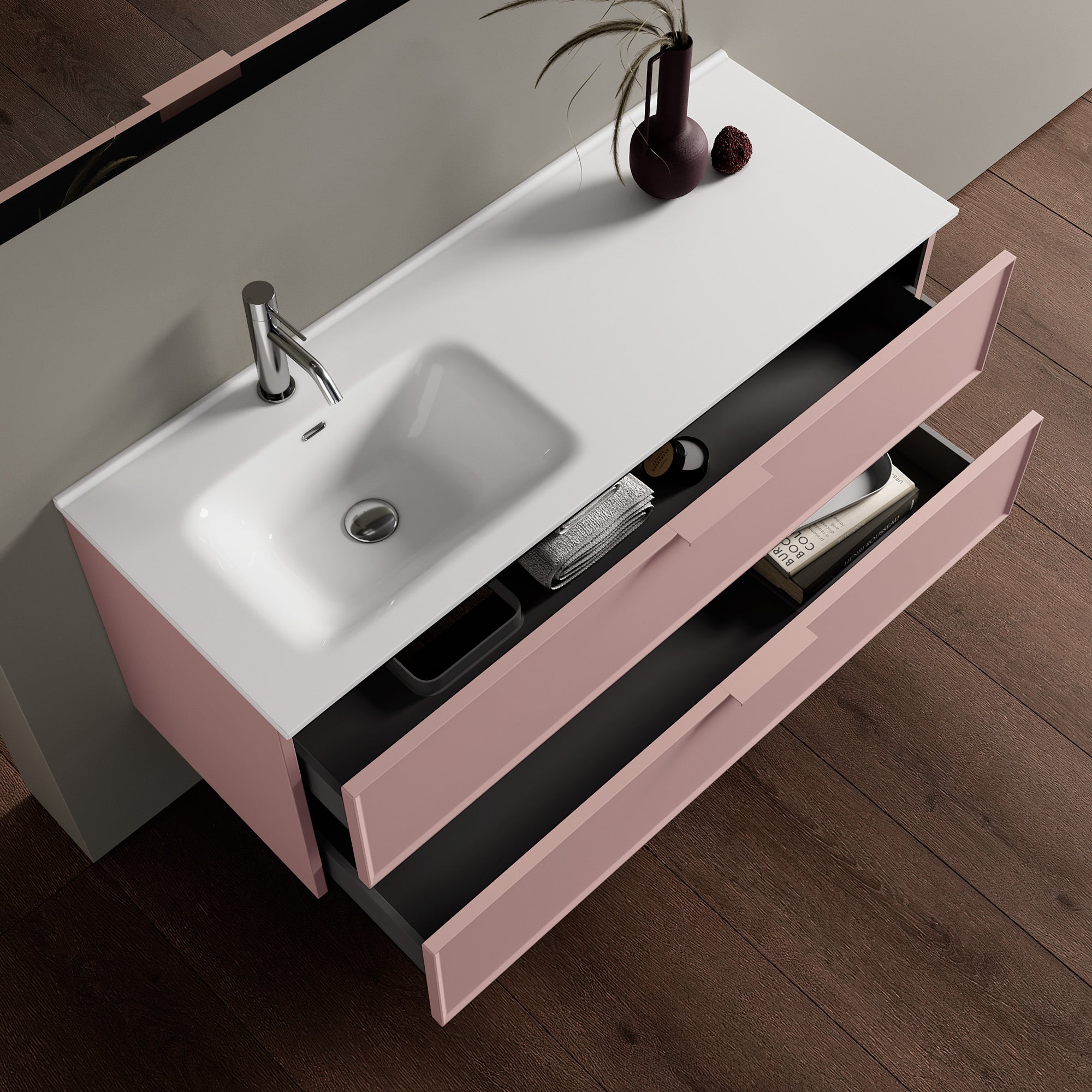 Composizione vasca SX 4 pezzi ATLAS-42 | Rosa cipria