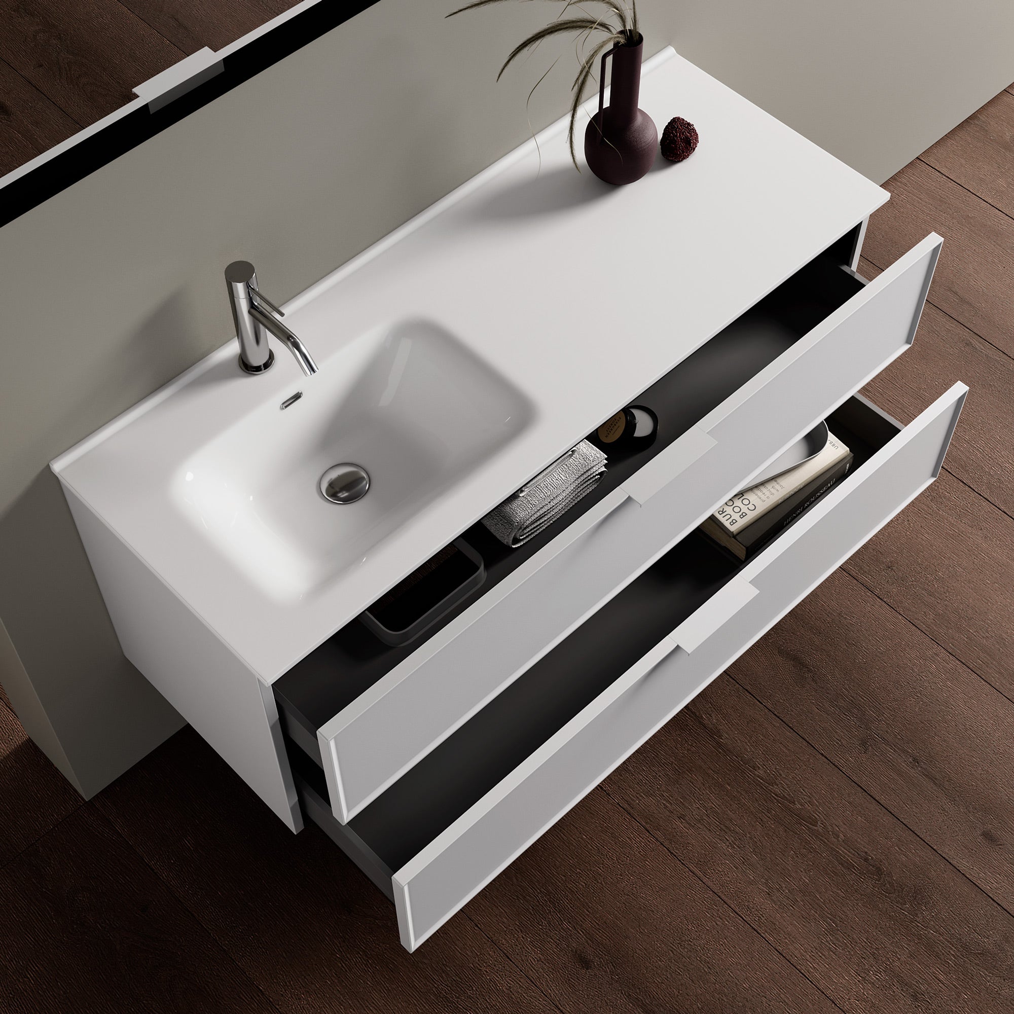 Composizione vasca SX 4 pezzi ATLAS-42 | Bianco opaco
