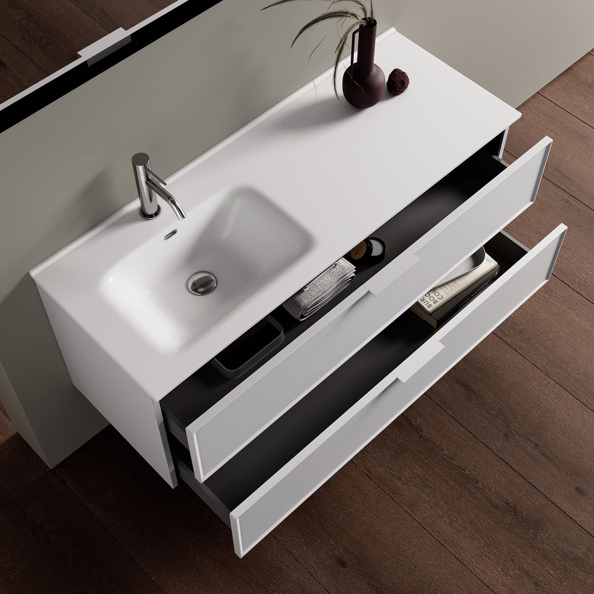 Composizione vasca SX 4 pezzi ATLAS | Bianco opaco