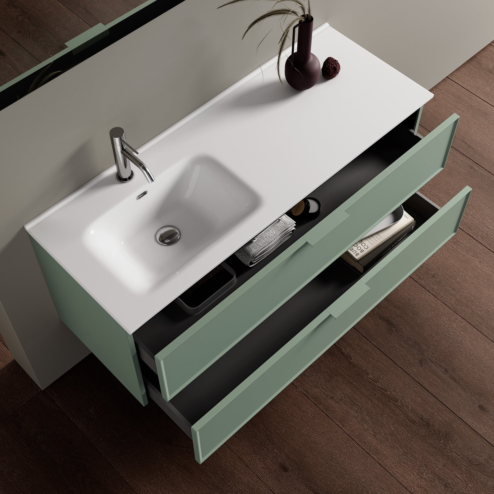 Composizione vasca SX 4 pezzi ATLAS-42 | Verde salvia
