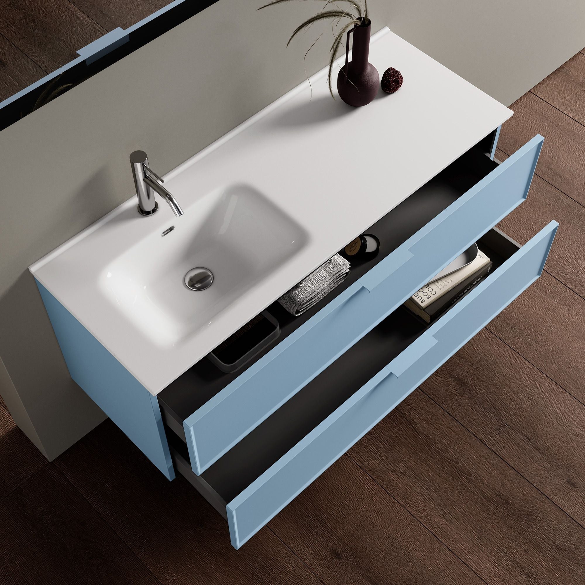Composizione vasca SX 4 pezzi ATLAS | Azzurro tiffany