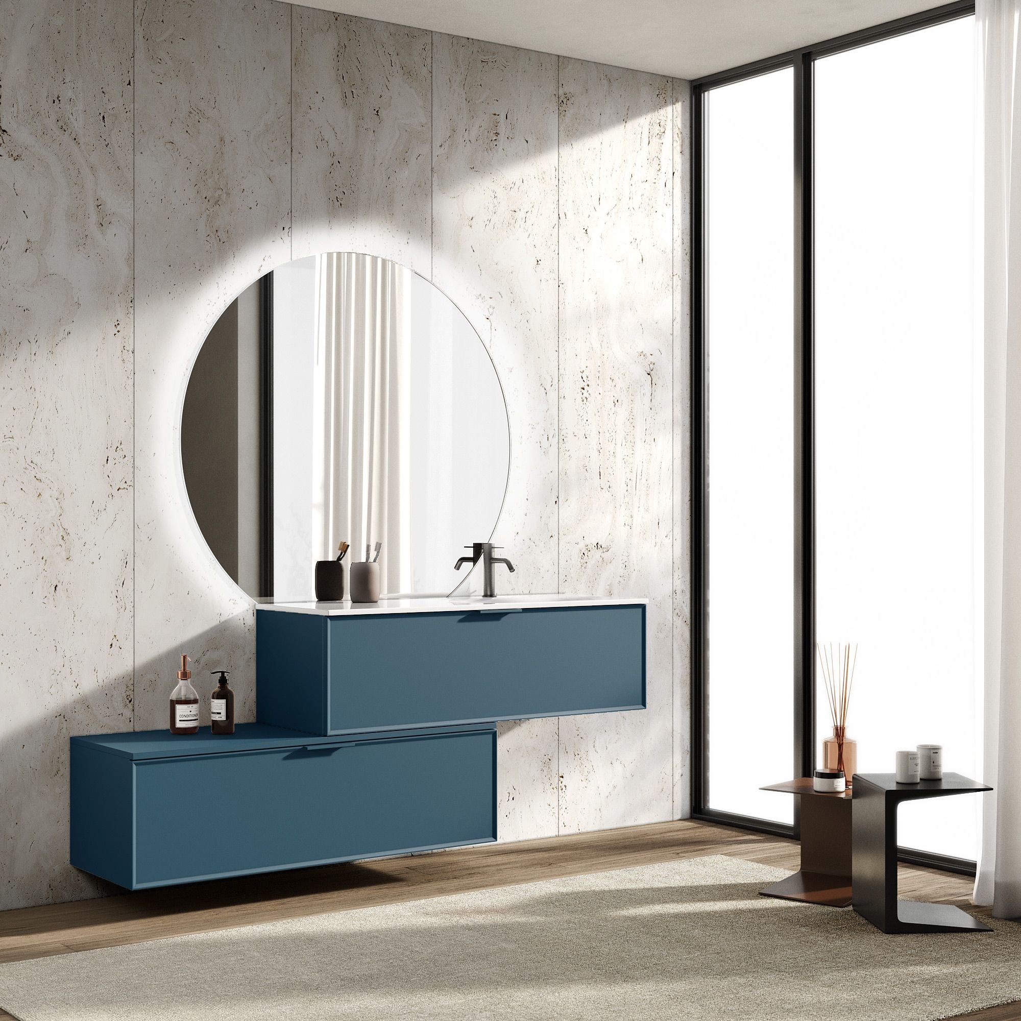 Composizione vasca DX 4 pezzi ATLAS | Blu