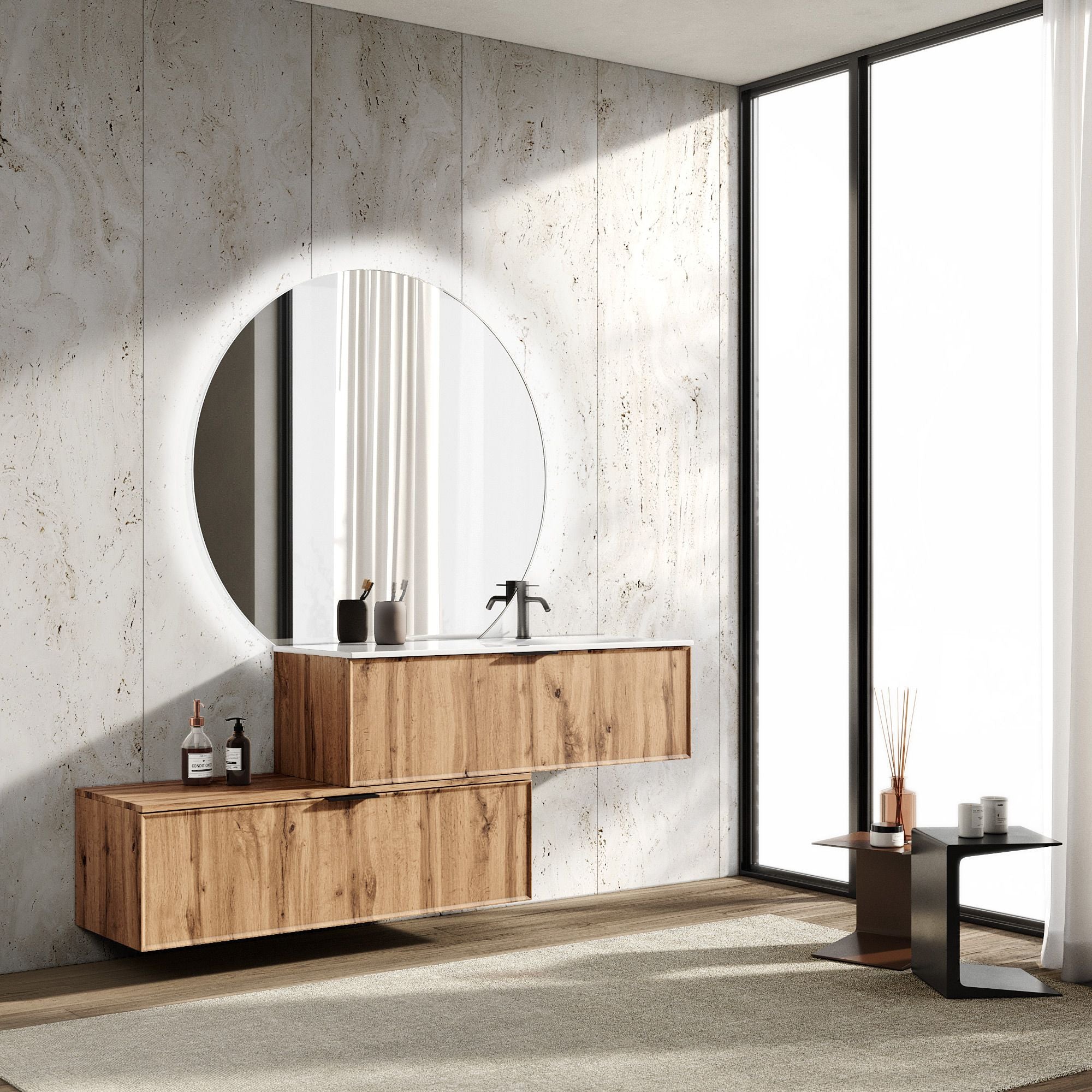 Composizione vasca DX 4 pezzi ATLAS | Quercia