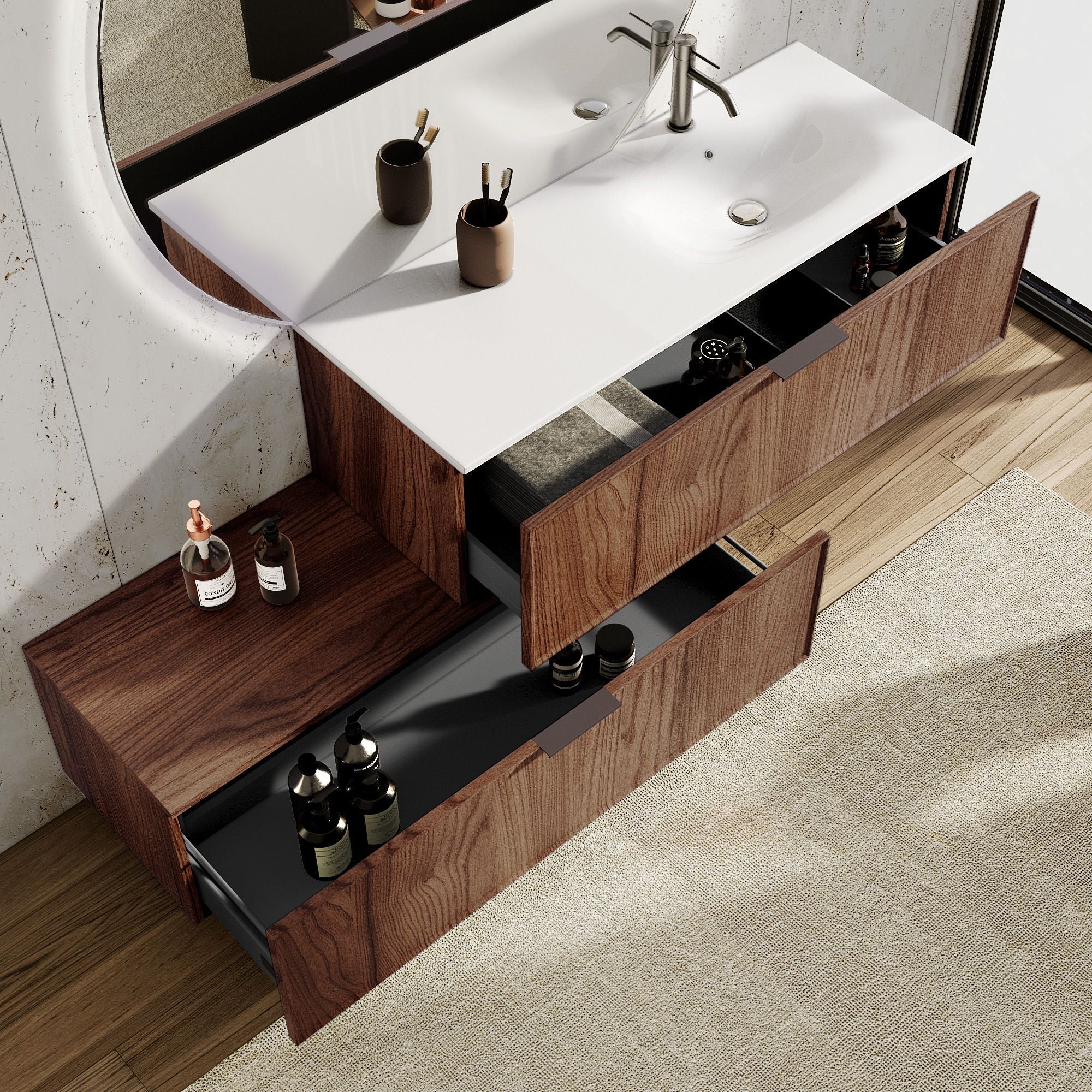 Composizione vasca DX 4 pezzi ATLAS | Rovere rio