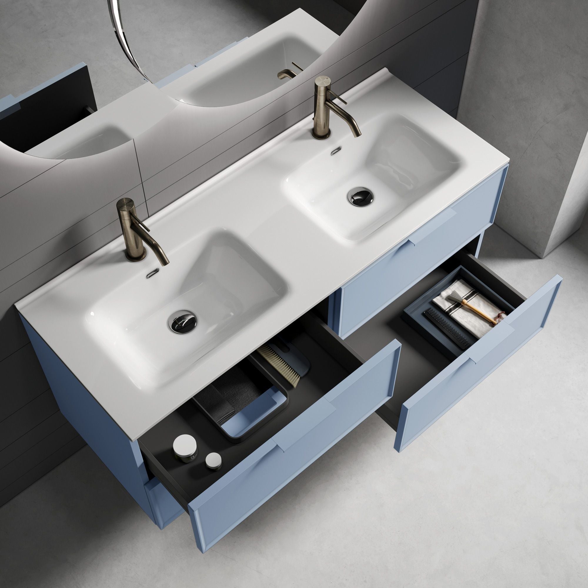 Composizione doppia vasca 4 pezzi ATLAS | Azzurro tiffany