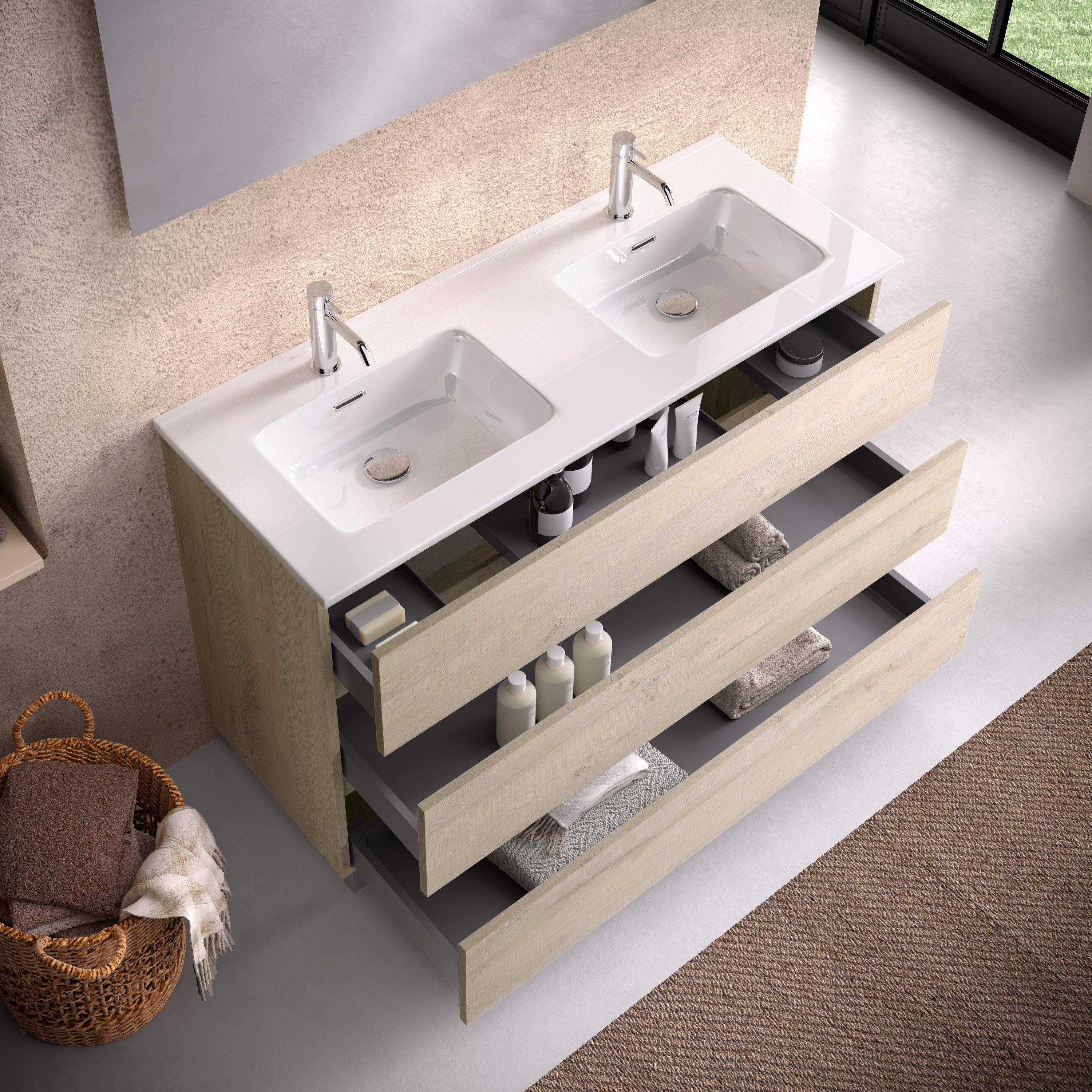 Composizione doppia vasca 4 PHOEBE-17 | Rovere naturale