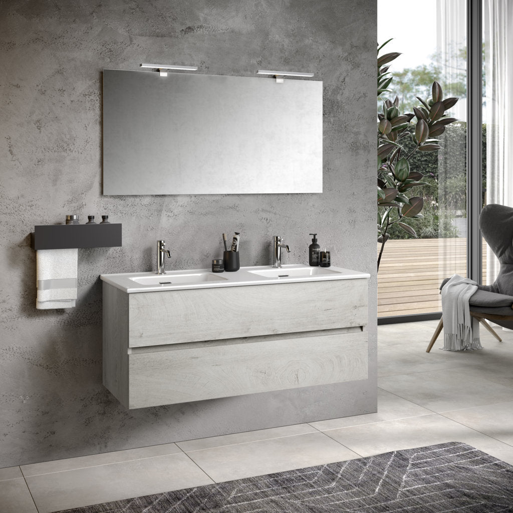 Composizione doppia vasca 3 pezzi PHOEBE-40 | Rovere alaska