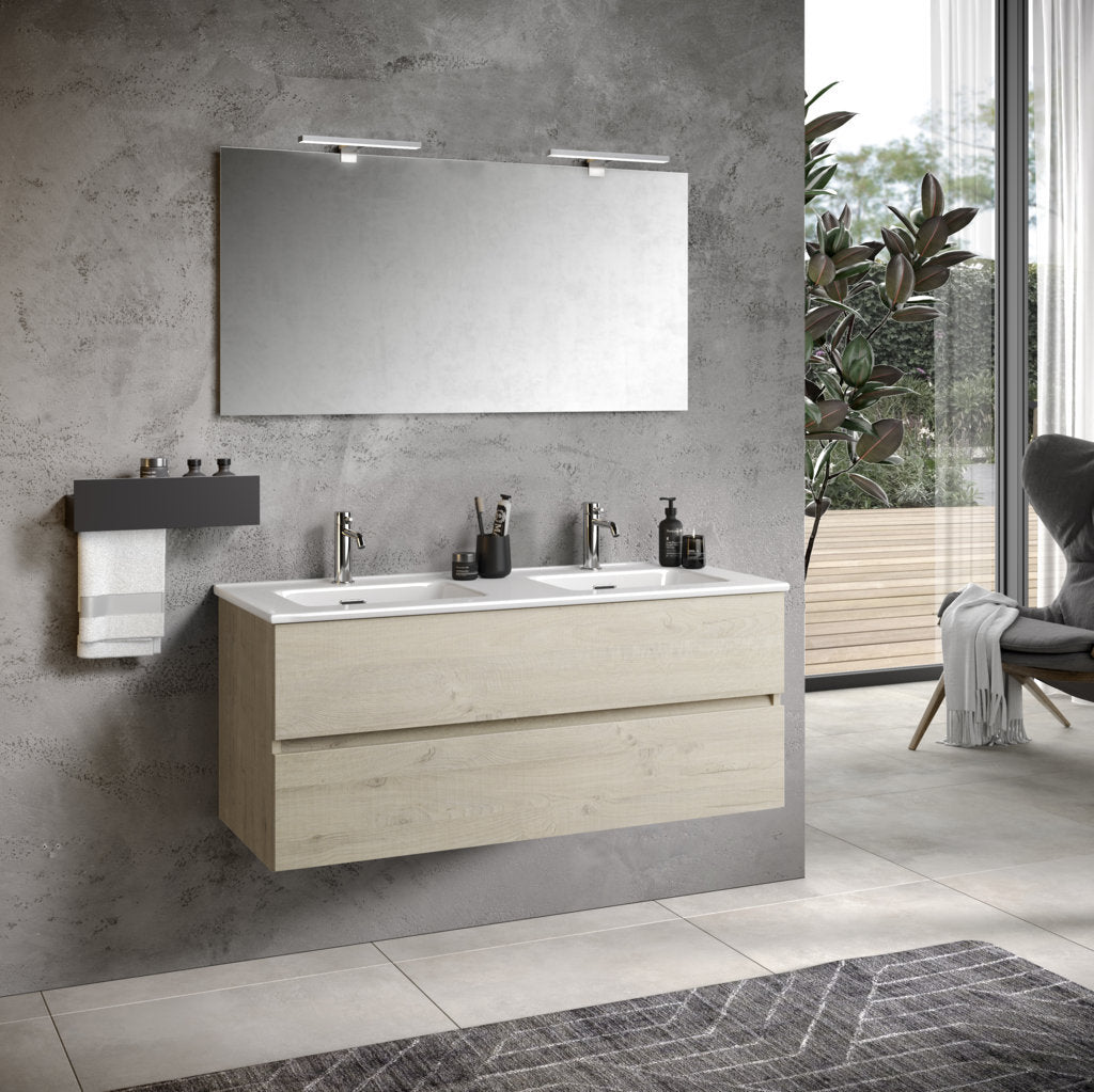 Composizione doppia vasca 3 pezzi PHOEBE-40 | Rovere naturale