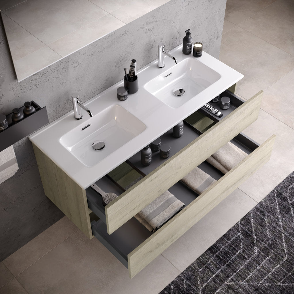 Composizione doppia vasca 3 pezzi PHOEBE-40 | Rovere naturale