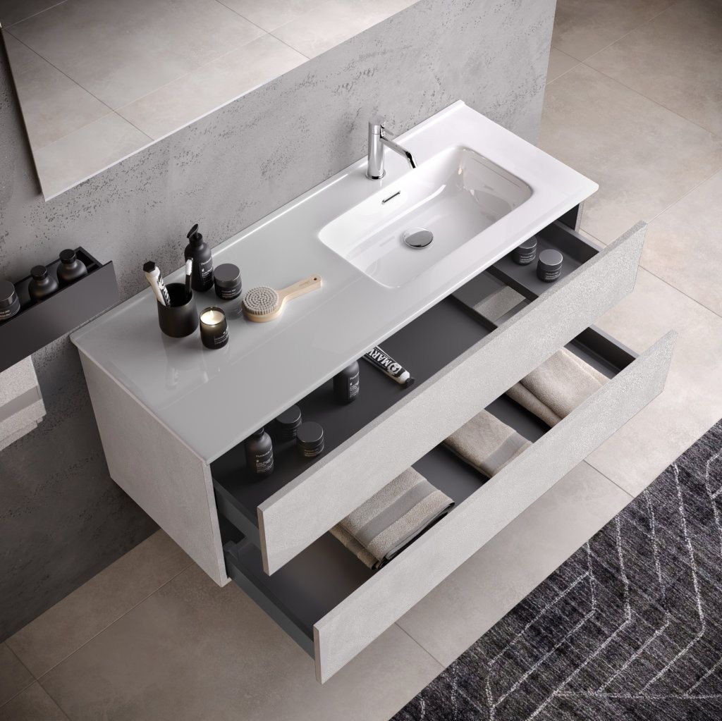 Composizione vasca DX PHOEBE | Bianco pietra
