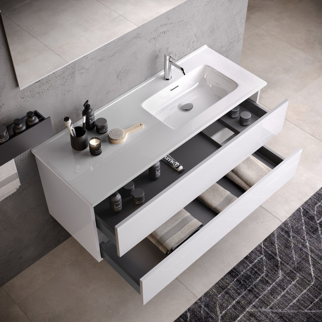 Composizione vasca DX 3 pezzi PHOEBE-41 | Bianco lucido