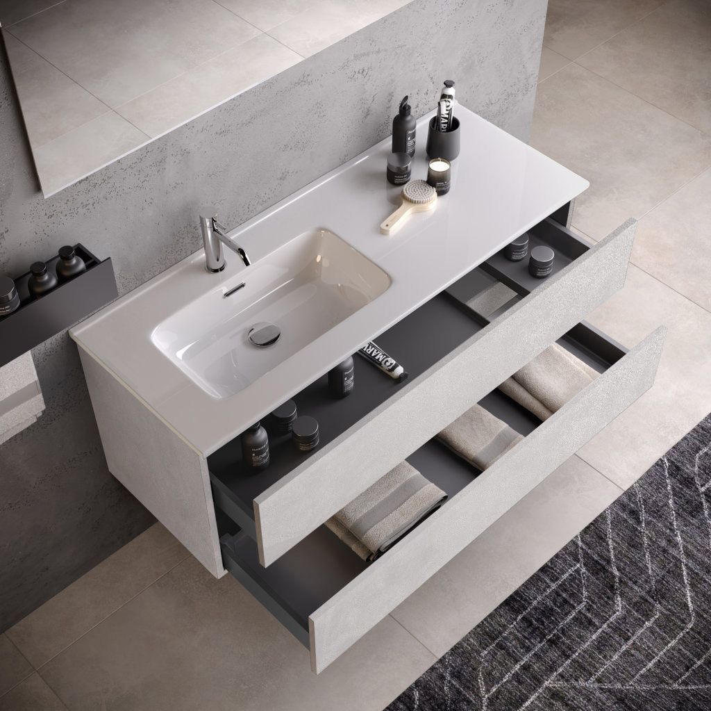 Composizione vasca SX PHOEBE | Bianco pietra