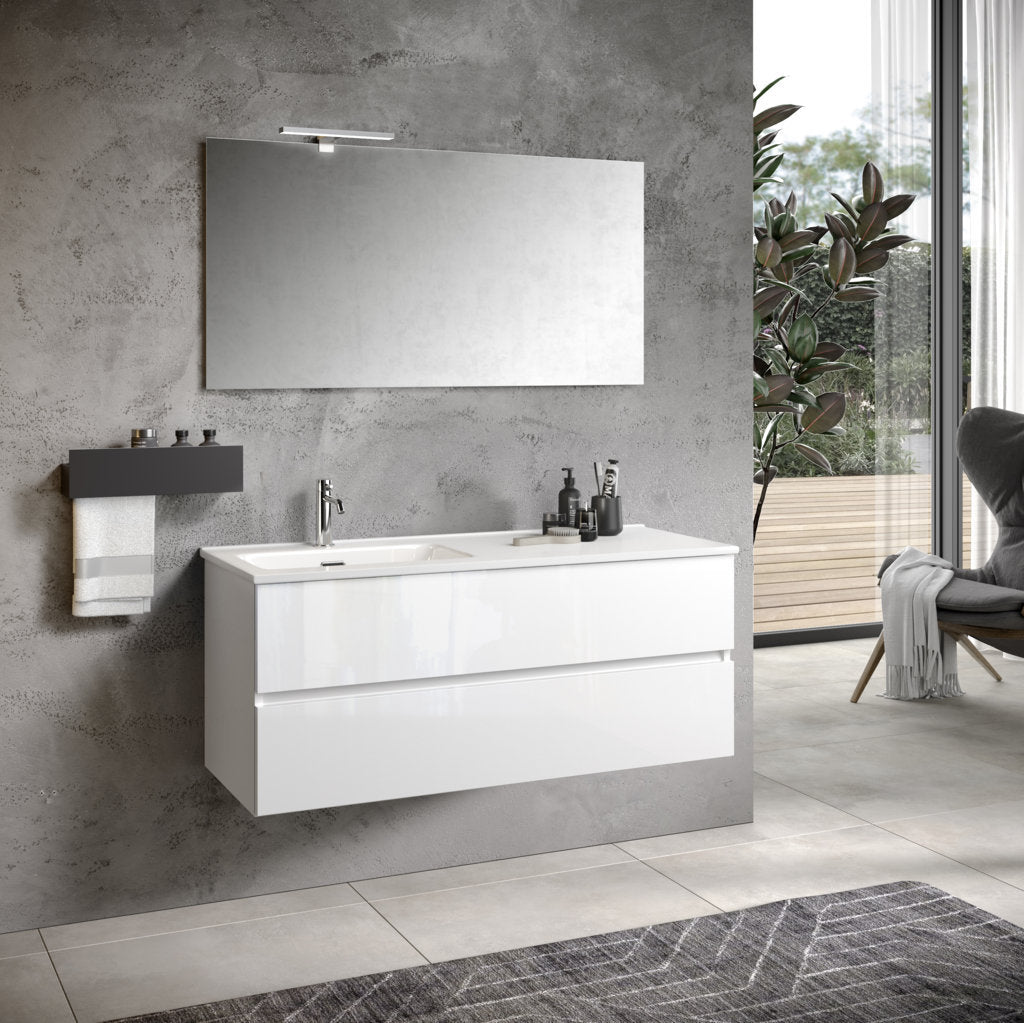 Composizione vasca SX 3 pezzi PHOEBE-42 | Bianco lucido