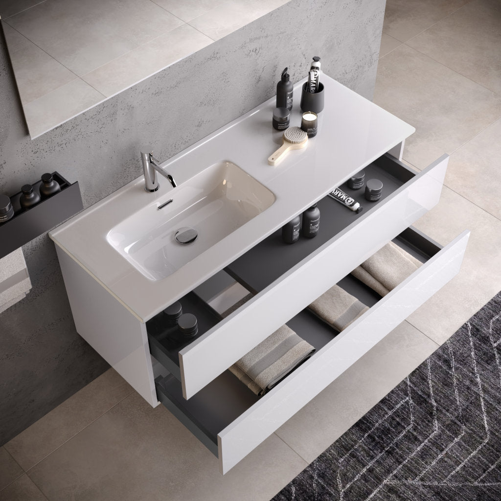 Composizione vasca SX 3 pezzi PHOEBE-42 | Bianco lucido