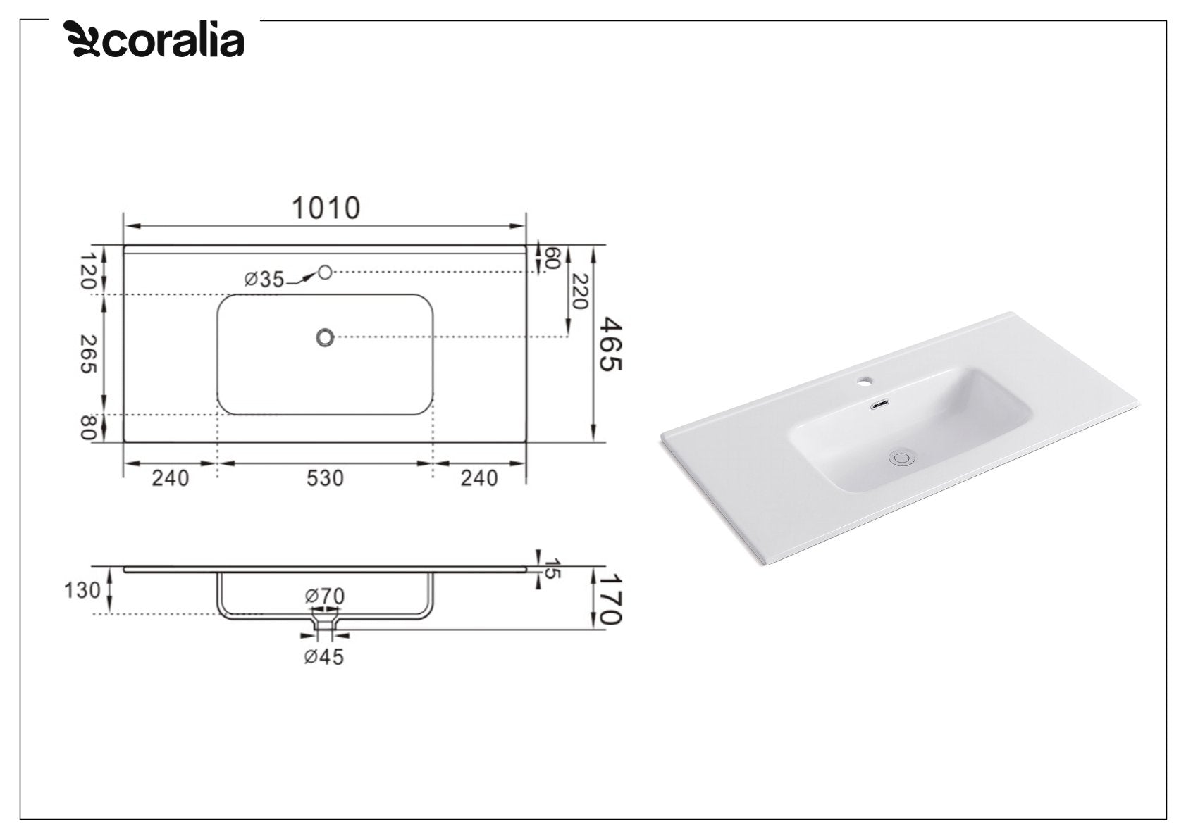 Lavabo da incasso MAYA 2 | Bianco