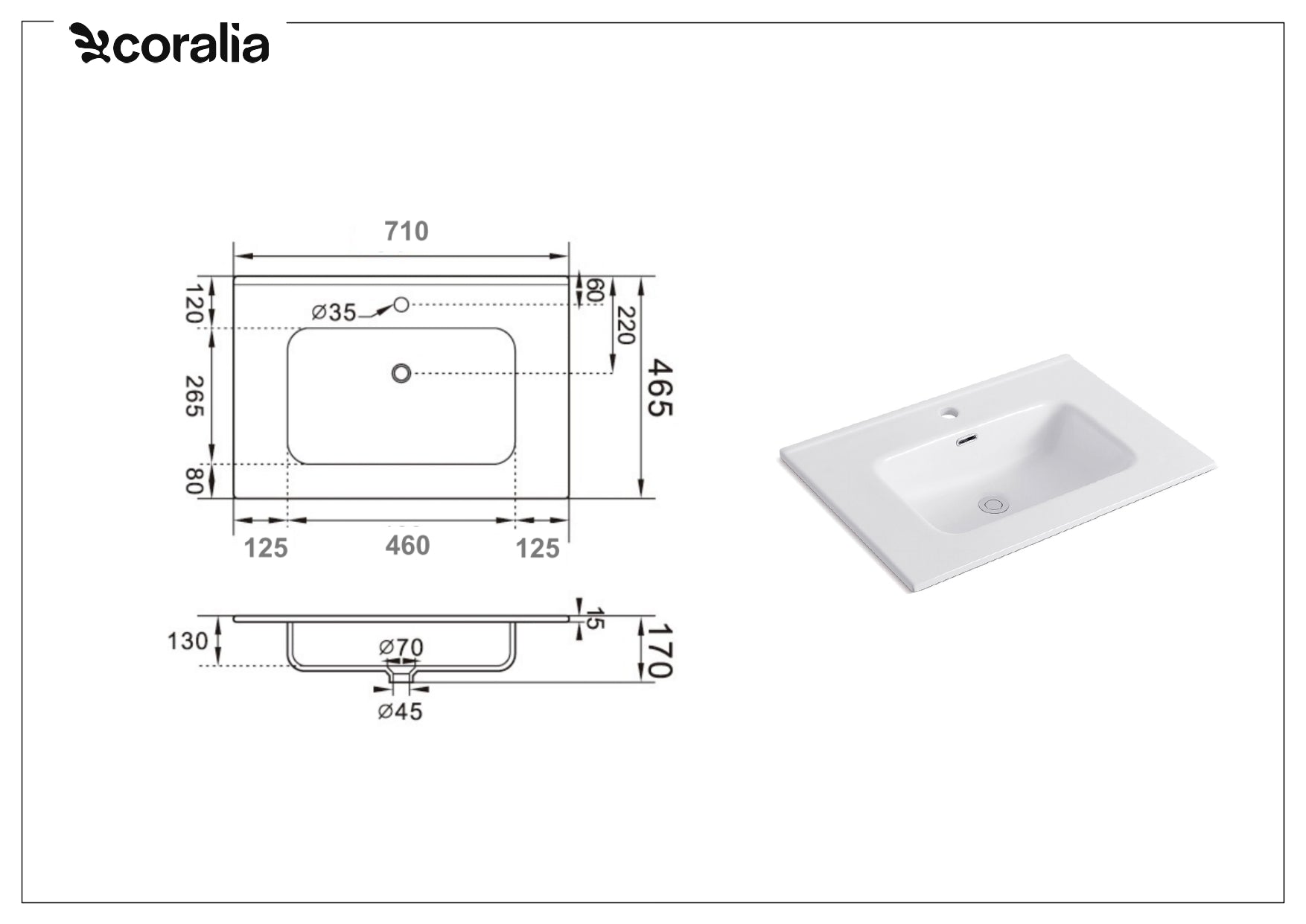 Lavabo da incasso LISBONA | Bianco