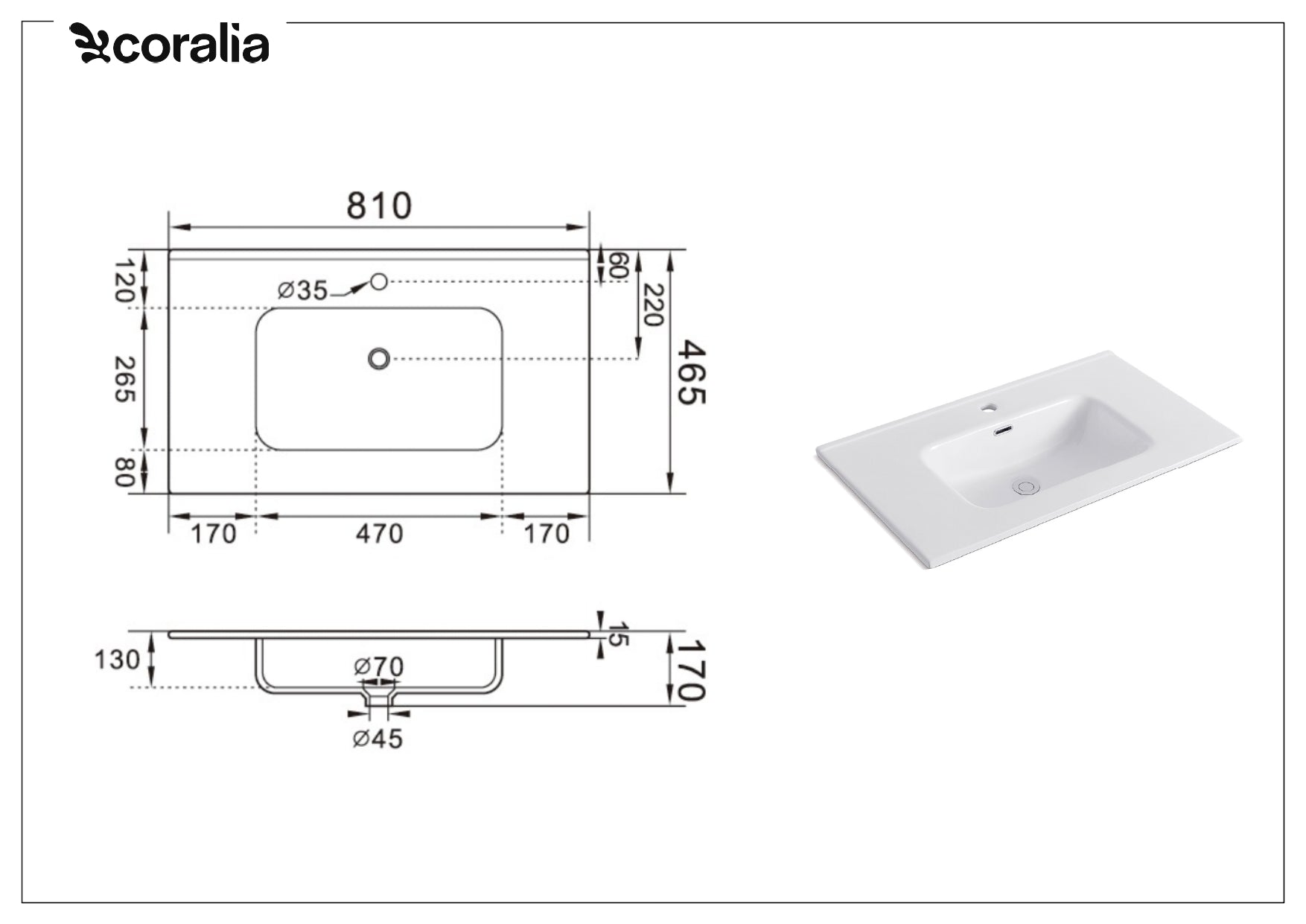 Lavabo da incasso ACHILLE | Bianco