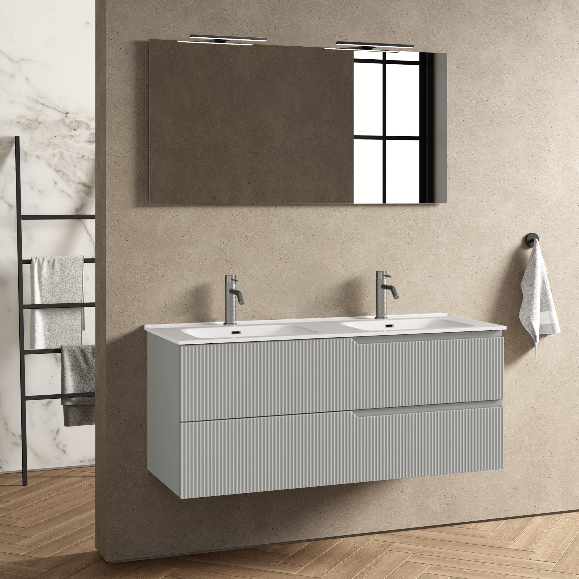 Composizione doppia vasca 5 pezzi EUPORIA-40 | Grigio opaco