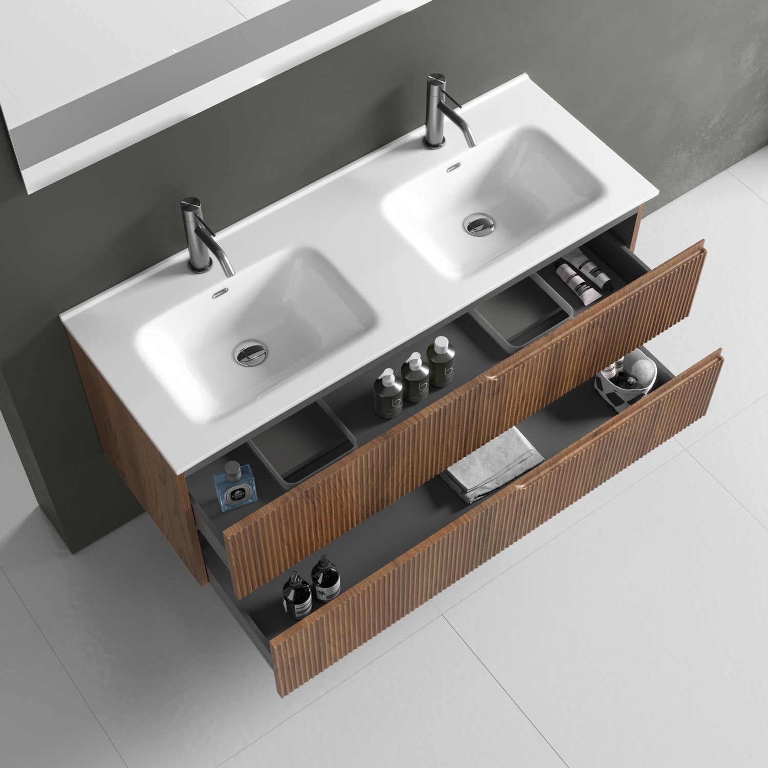 Composizione doppia vasca 5 pezzi EUPORIA-40 | Rovere rio