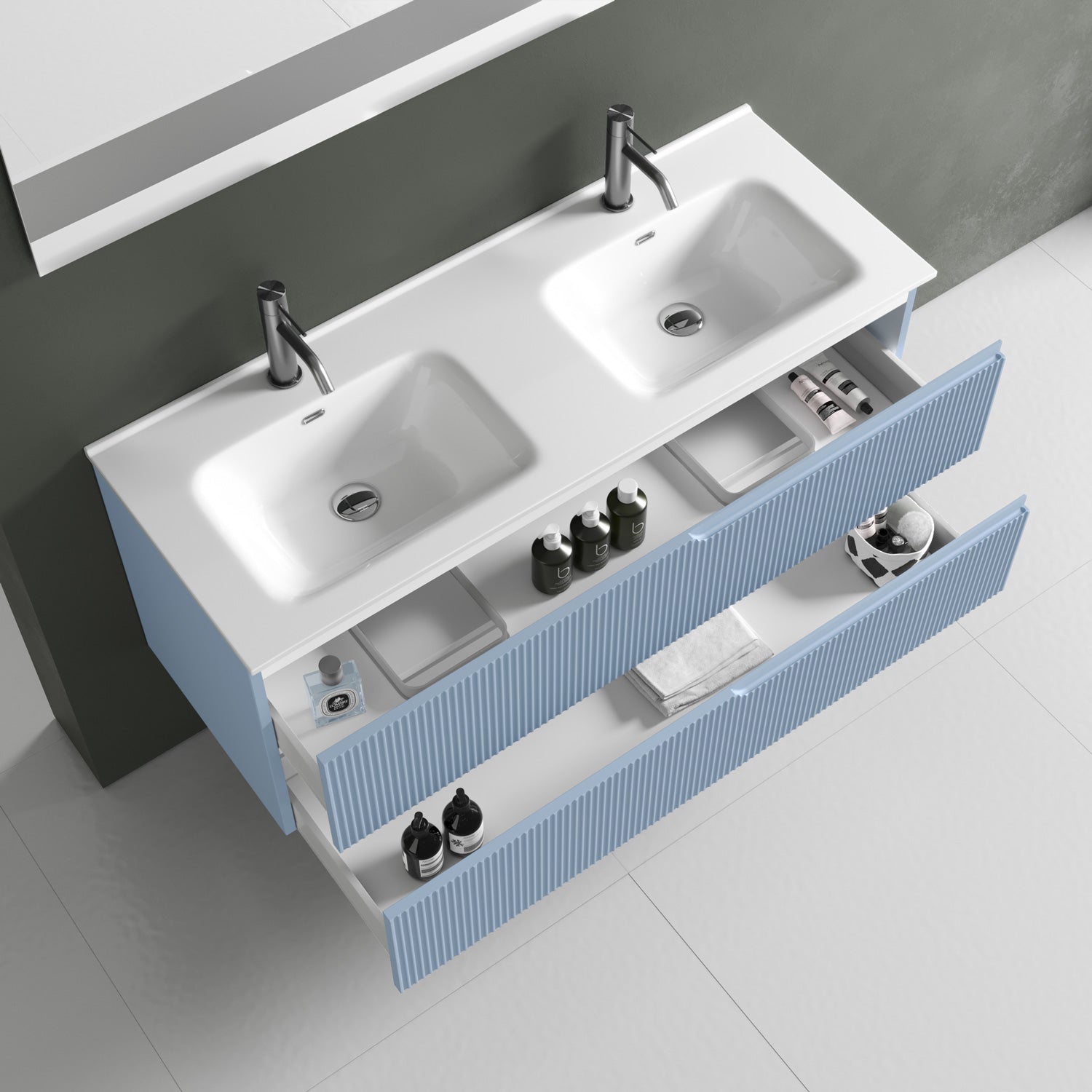 Composizione doppia vasca 5 pezzi EUPORIA-40 | Azzurro tiffany