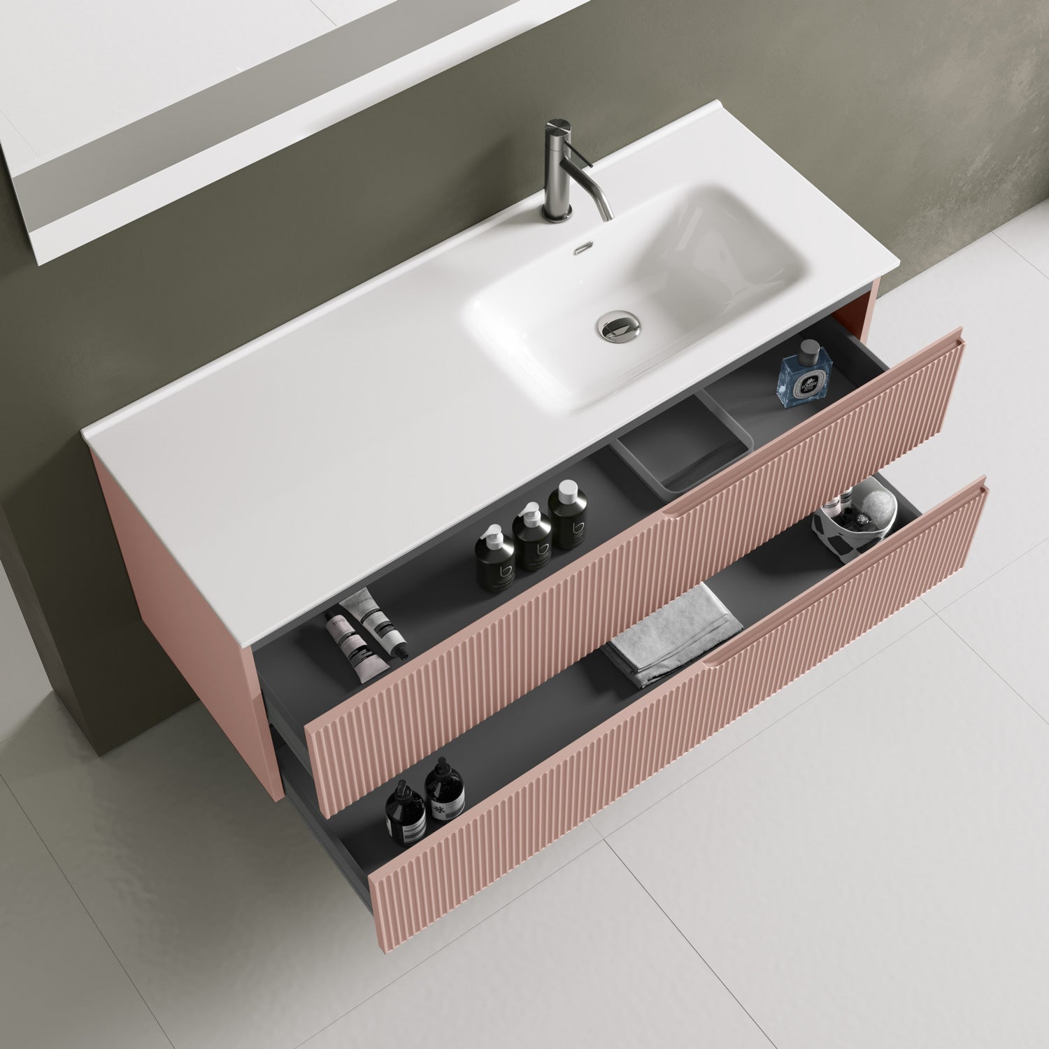 Composizione vasca DX 4 pezzi EUPORIA-41 | Rosa cipria