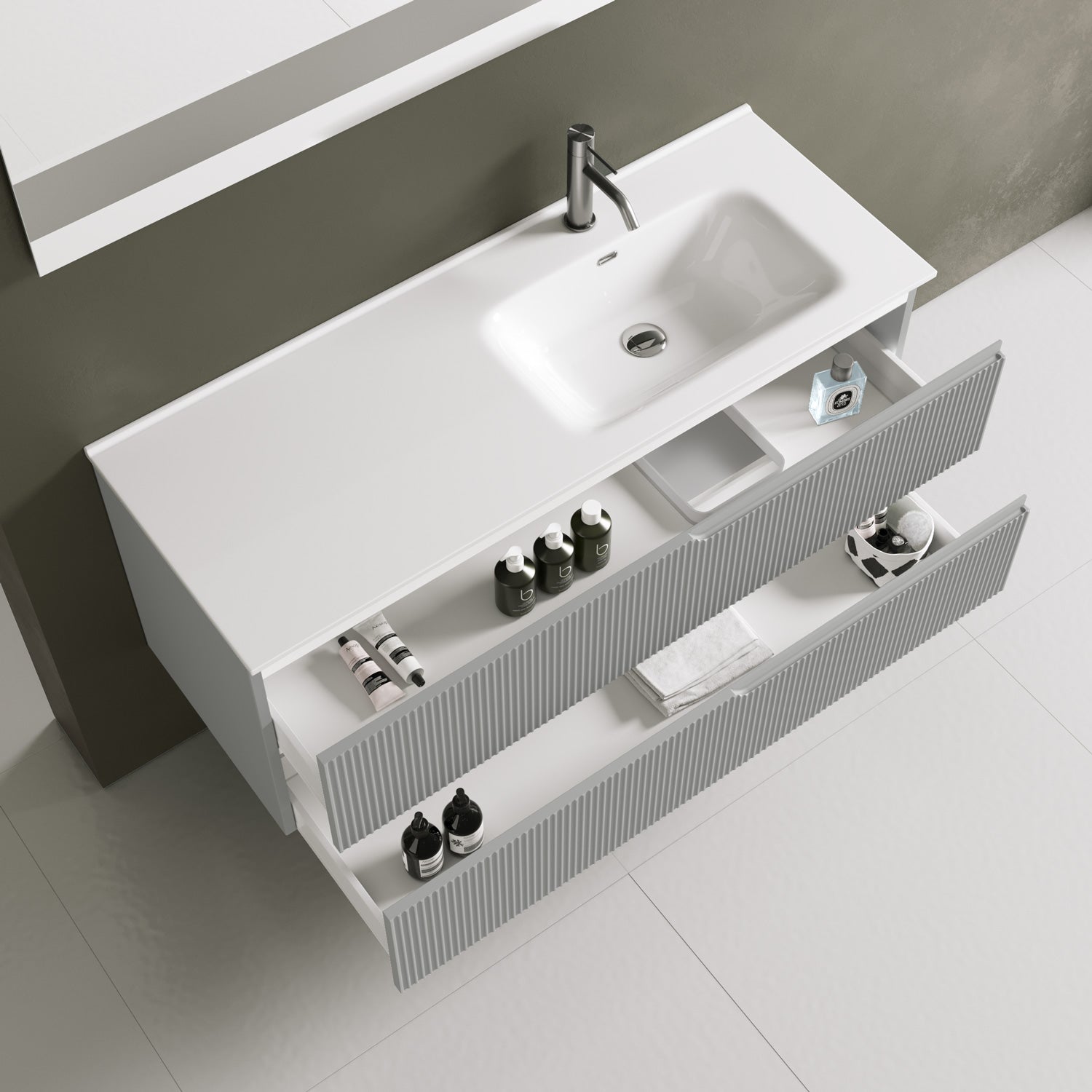 Composizione vasca DX 4 pezzi EUPORIA-41 | Grigio opaco