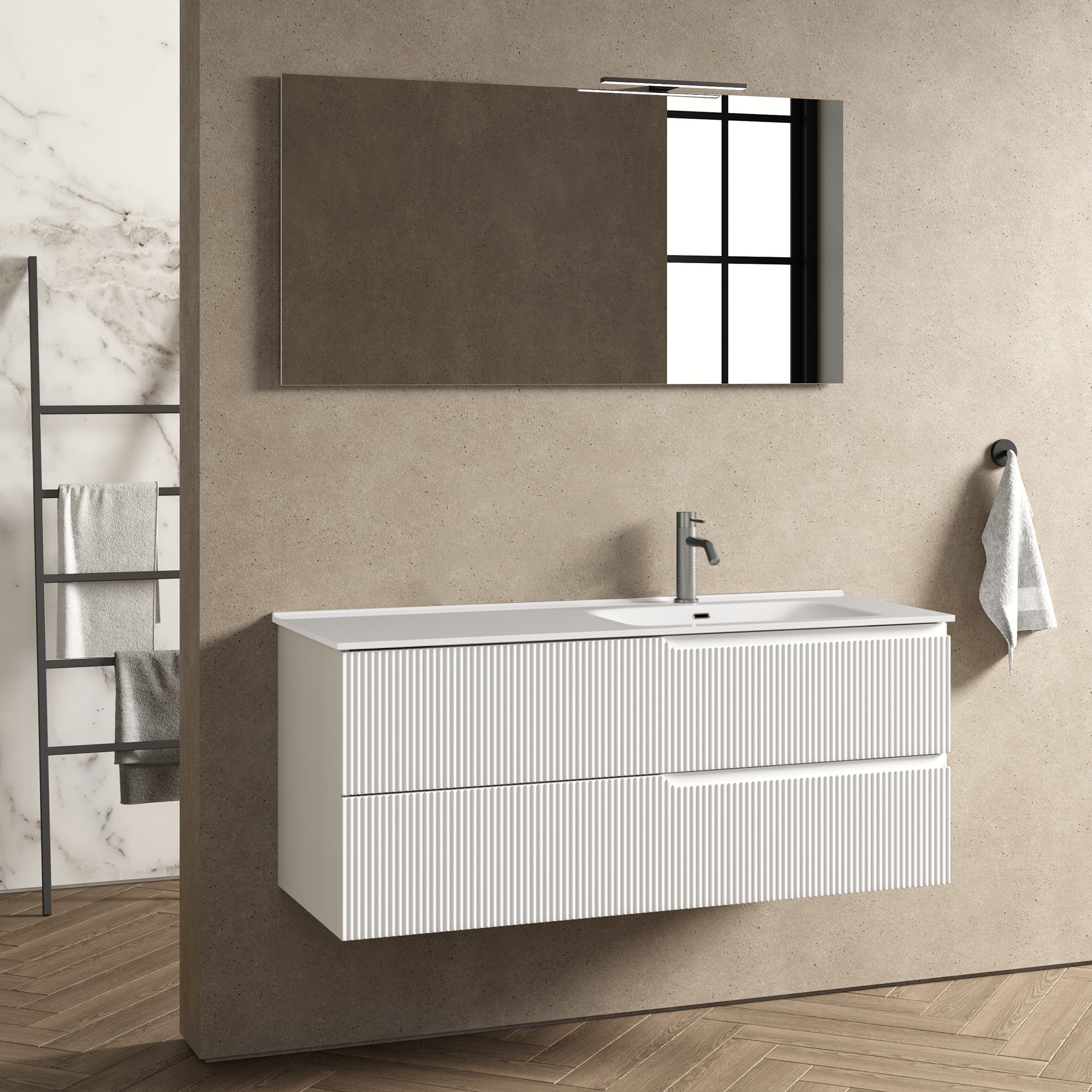 Composizione vasca DX 4 pezzi EUPORIA-41 | Bianco opaco