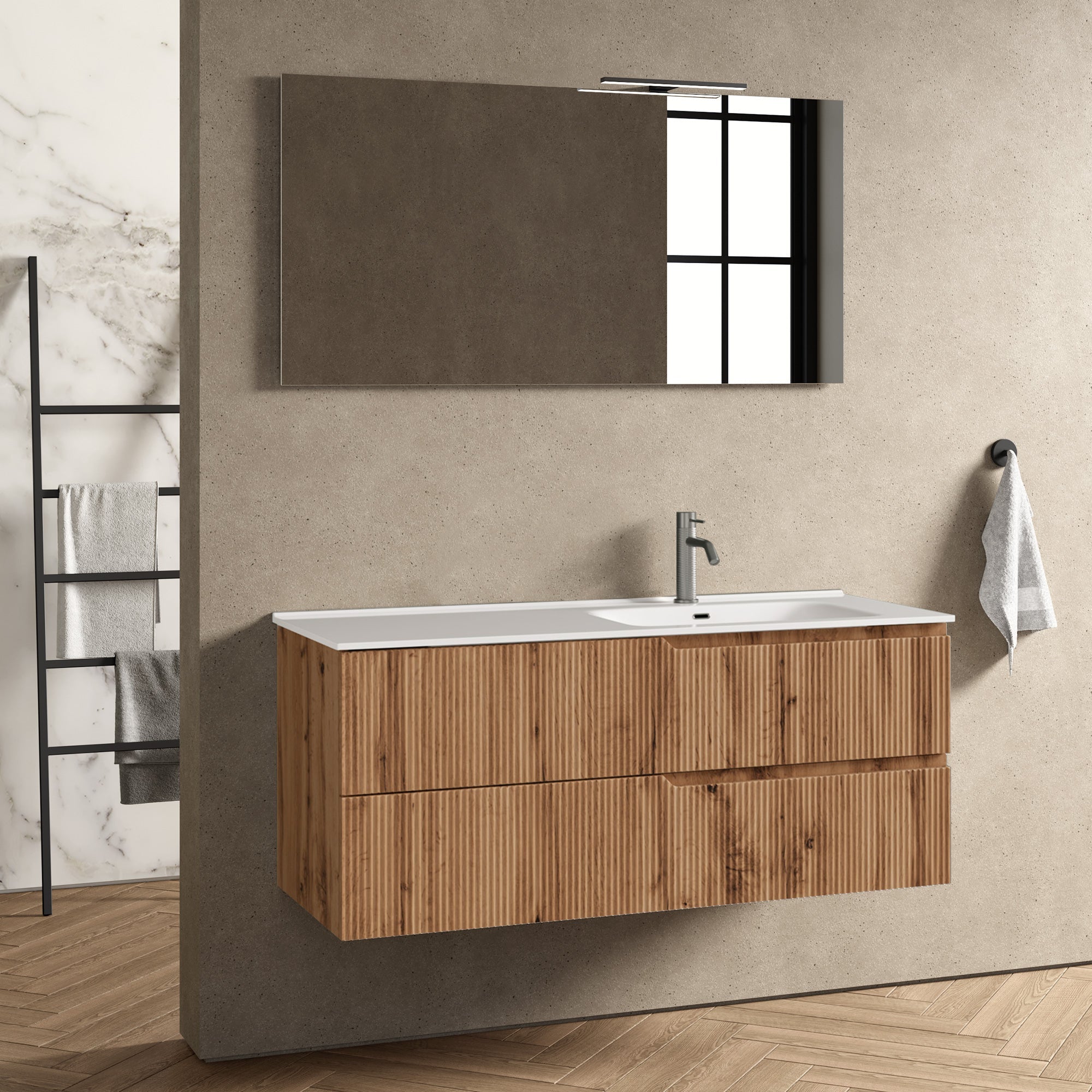 Composizione vasca DX 4 pezzi EUPORIA-41 | Quercia
