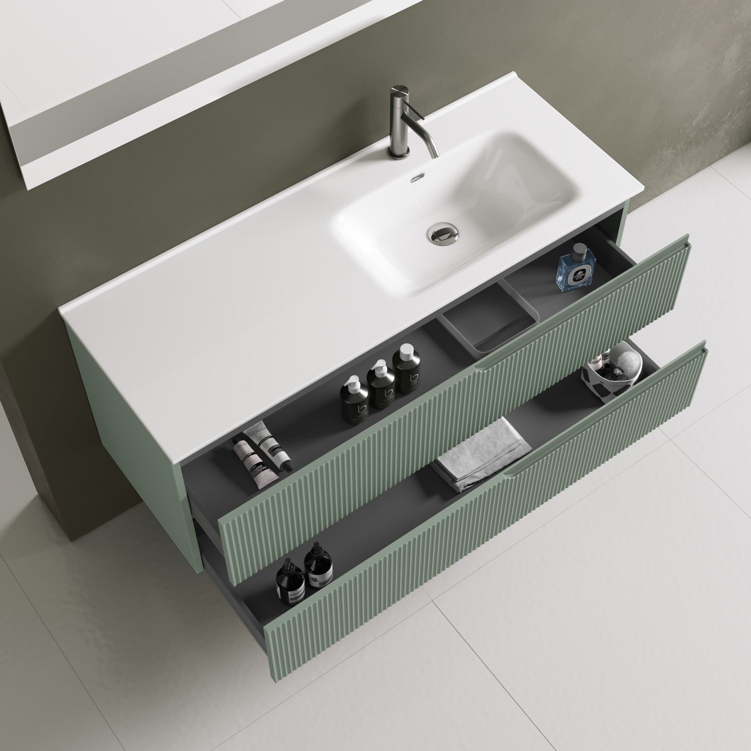 Composizione vasca DX 4 pezzi EUPORIA-41 | Verde salvia