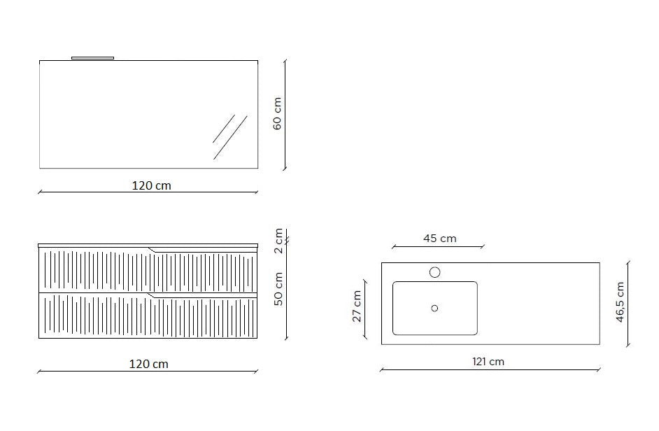 Composizione vasca SX 4 pezzi EUPORIA-42 | Grigio opaco