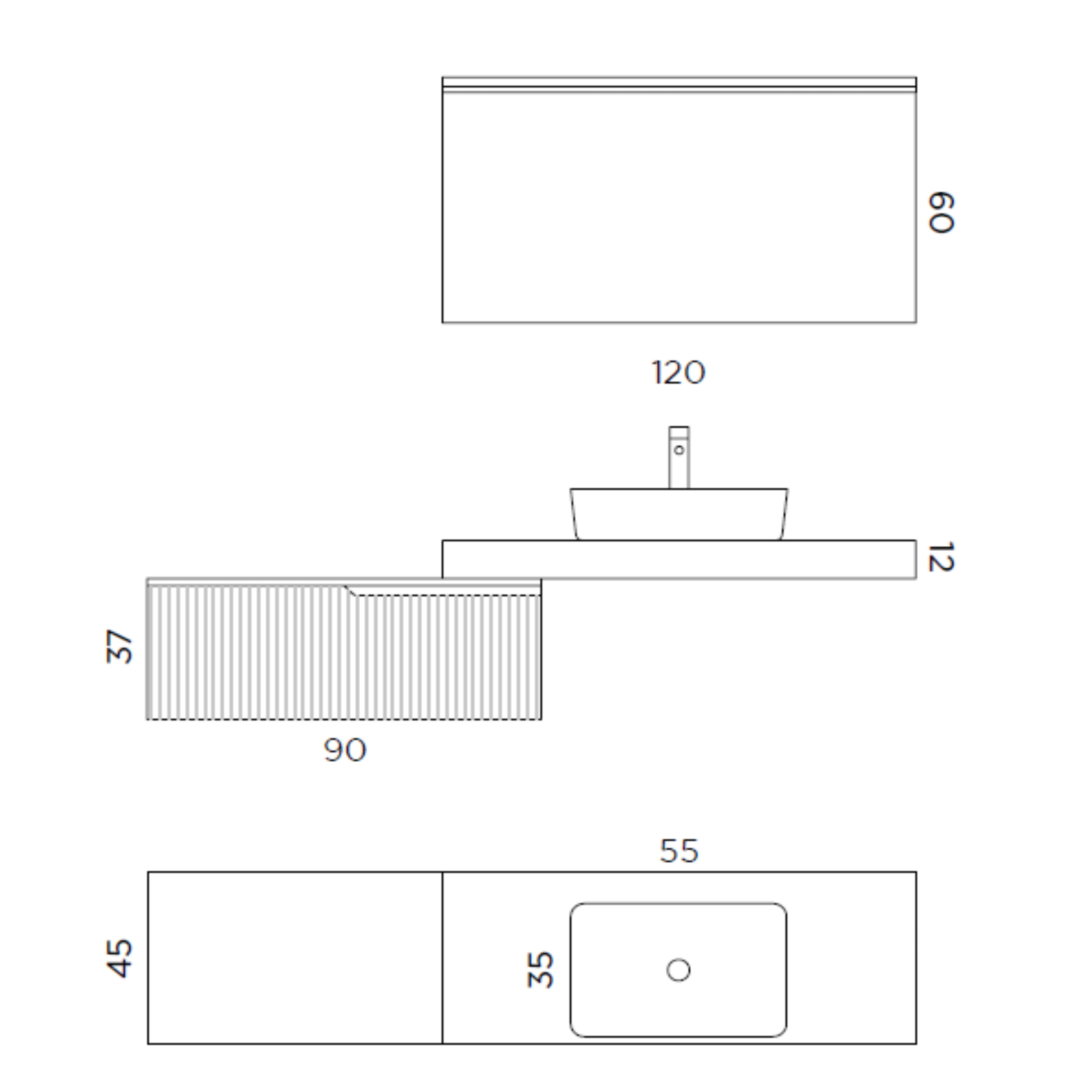 Composizione 4 pezzi EUPORIA-52 | Rovere miele/Rosa cipria