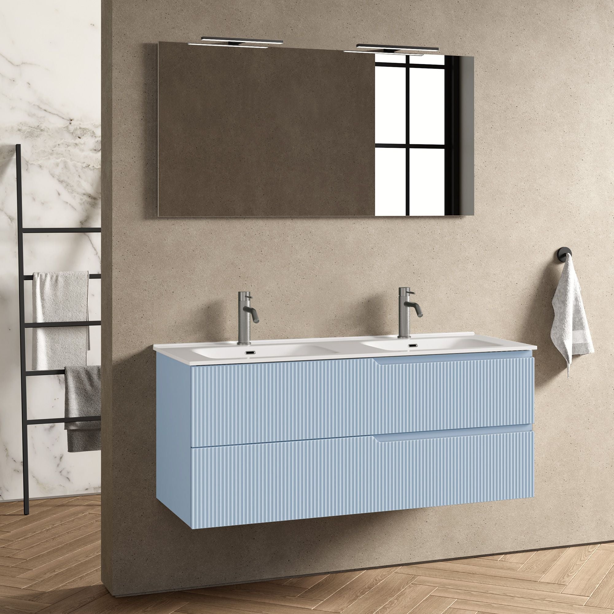 Composizione doppia vasca EUPORIA-540 | Azzurro tiffany